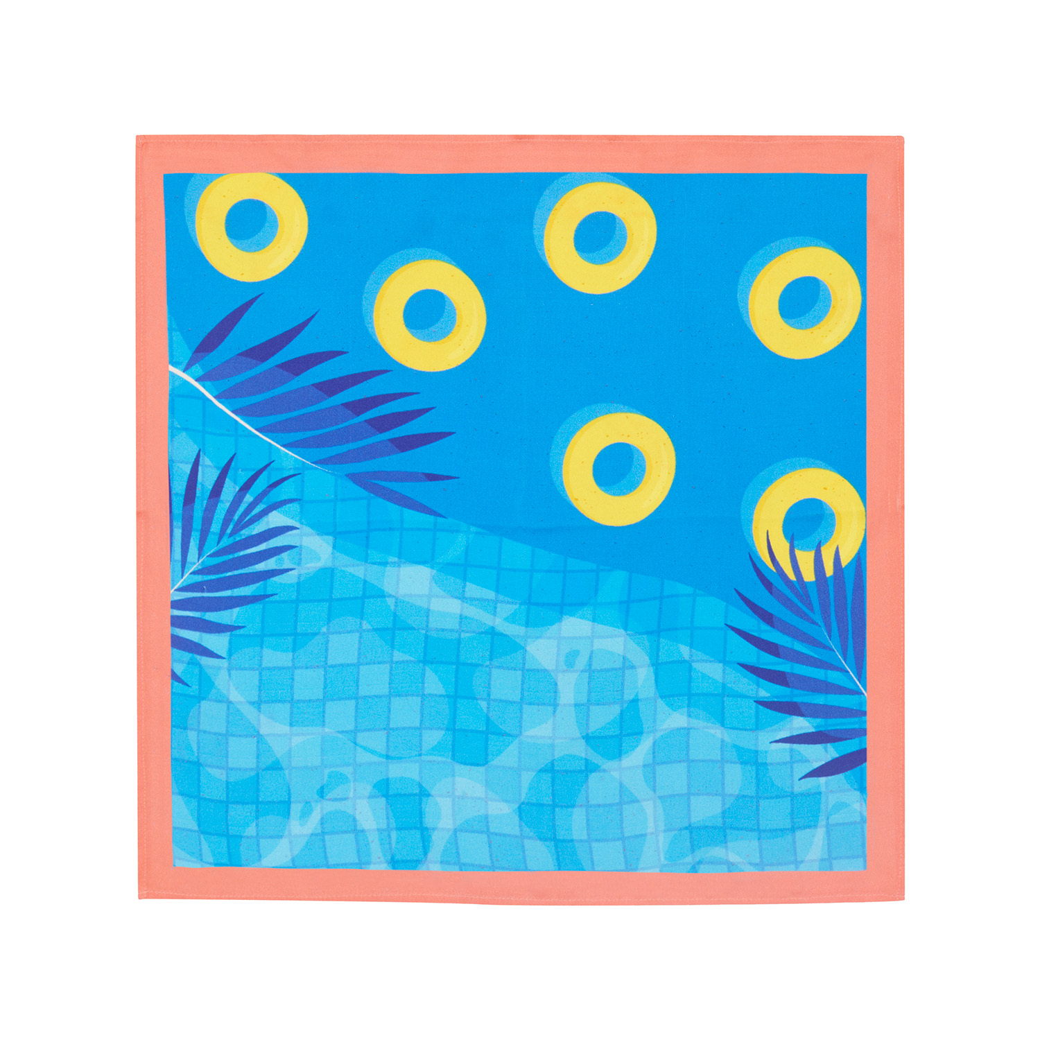 Men’s Blue / Yellow / Orange By The Pool Multicolor Printed Men’s Silk Navy Suit Pocket Square Meraki Unlimited