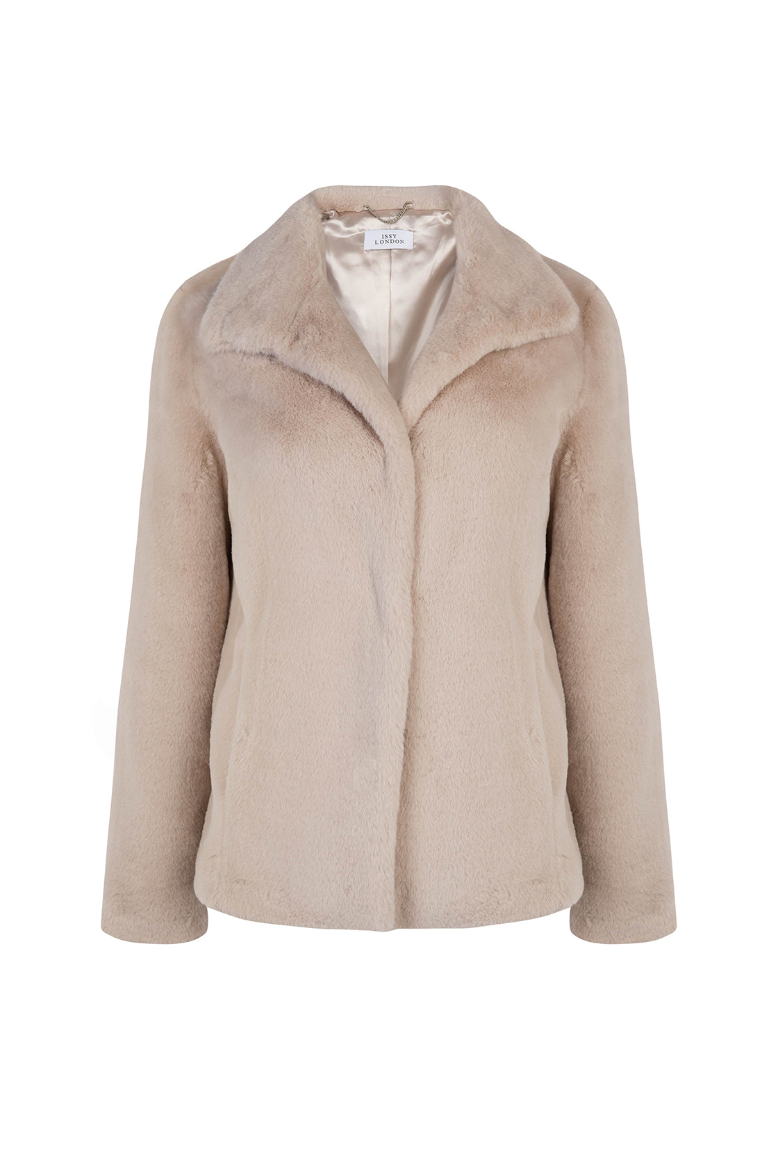 Issy London Women's Neutrals Ava Lighterweight Faux Fur Jacket Pale Blush