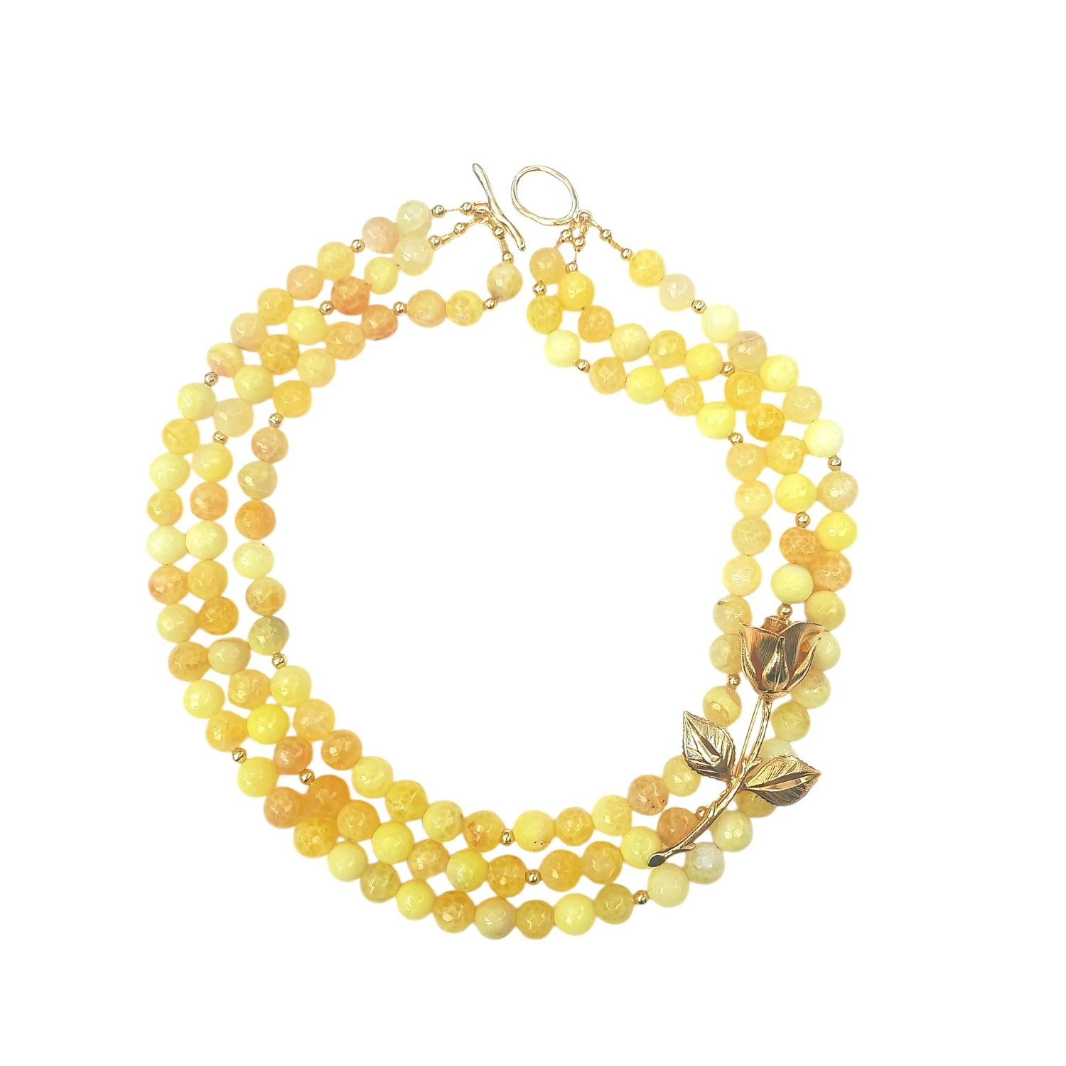 Way To Chic Women's Yellow / Gold Yellow Agate Statement Necklace – Unique Wearable Art With Repurposed Vintage  In Gold