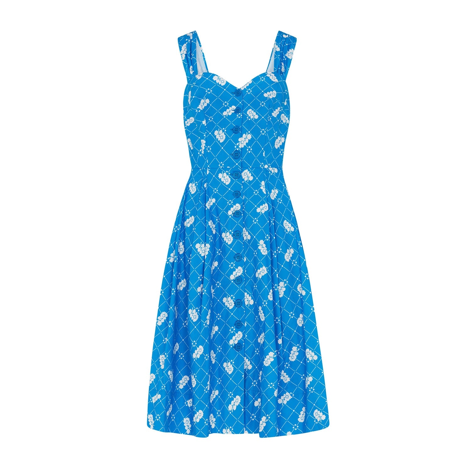 Women’s Blue / White Jenny Blue Kitchen Floral Dress Small Emily and Fin