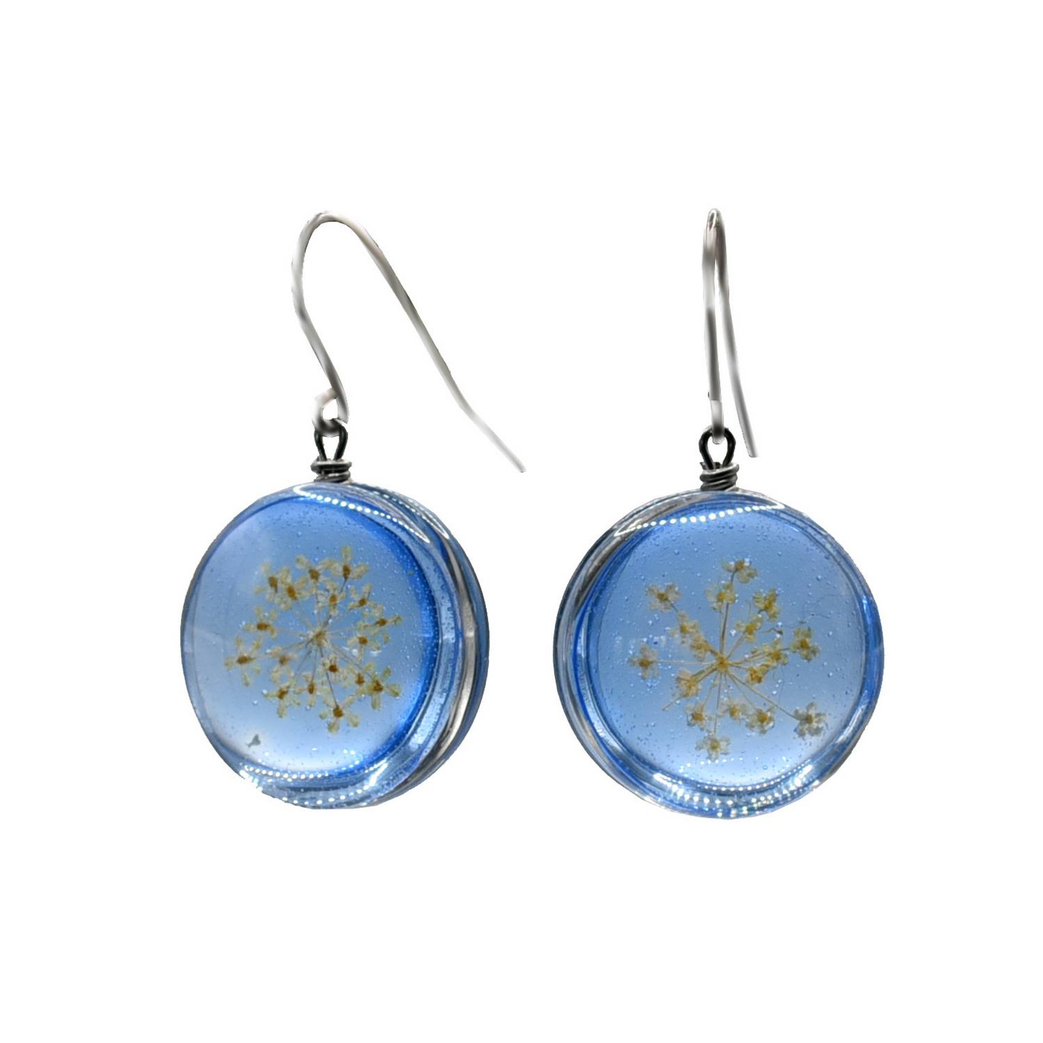 Laura Daili Women's Blue / Silver Queen Anne's Lace Glass Earrings In Multi