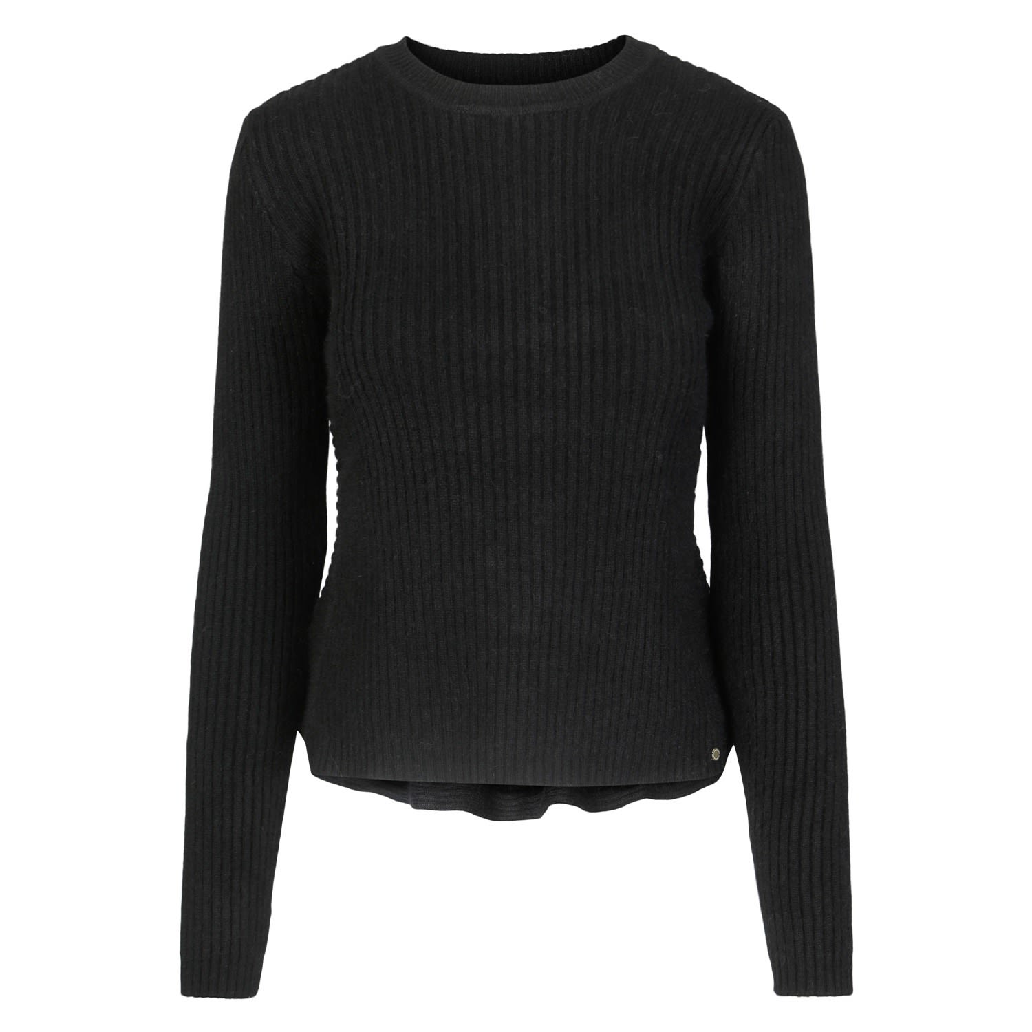 Women’s Black "Aldine" Rib Knitted A-Line Cashmere Pullover Large Tirillm