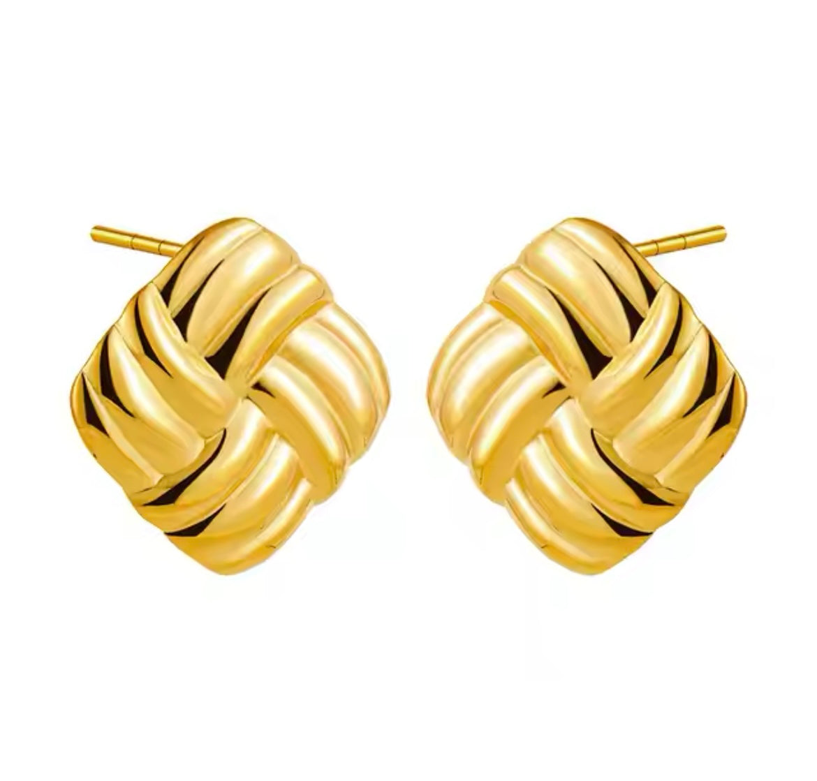 Nazzar Women's Midi Wind Gold Square Earrings