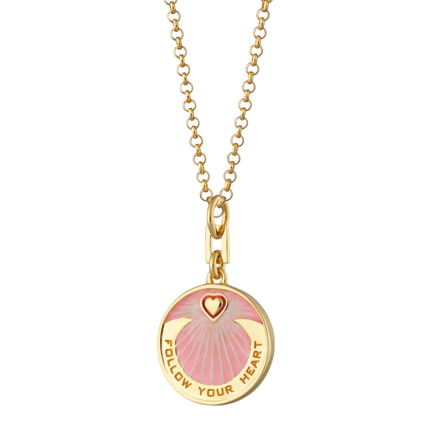 Women’s Gold / Pink / Purple Gold Plated Follow Your Heart Pink Coin Necklace Lily Charmed