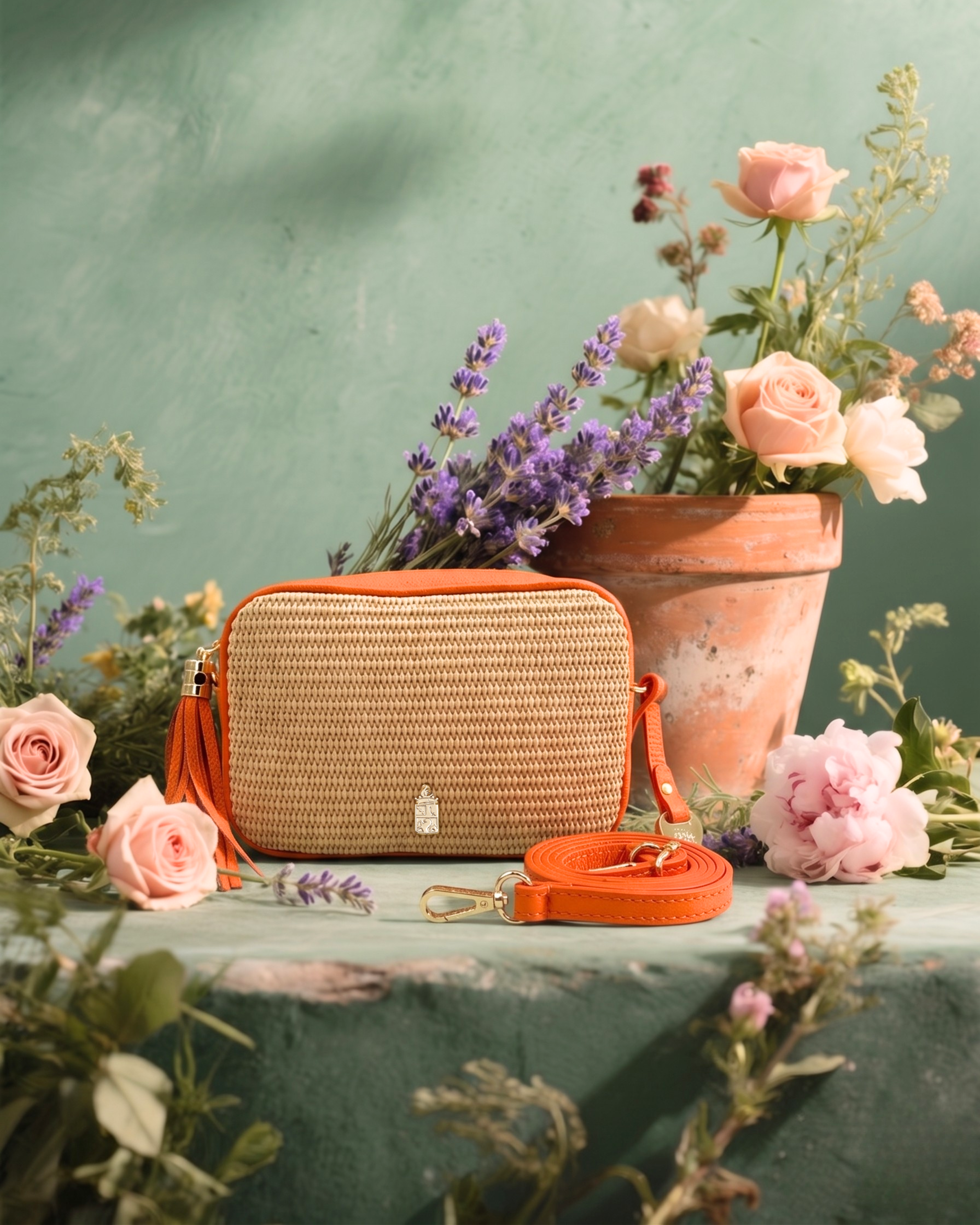 Caz - Italian Raffia In Blood Orange | Franchetti Bond | Wolf & Badger