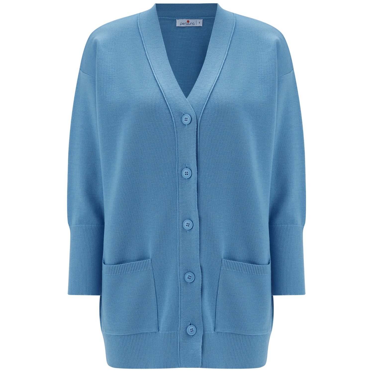 Peraluna Women's Nicola V-neck Long Knit Cardigan - Glacier Blue In Blue