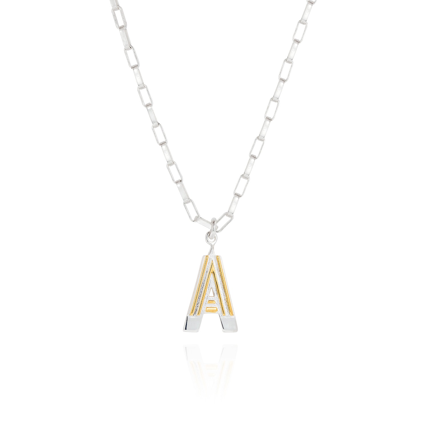 Yasmin Everley Jewellery Women's Silver Small Sculptural Art Deco Initial Necklace