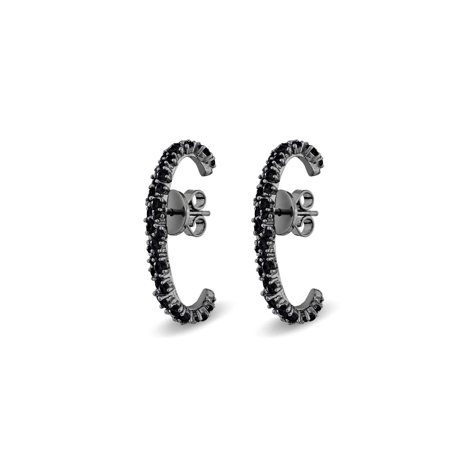 Sally Skoufis Women's Cosmic Earring With Man Made Cz Diamond Stimulant In Sterling Silver & Premium Black Rhodium In Black