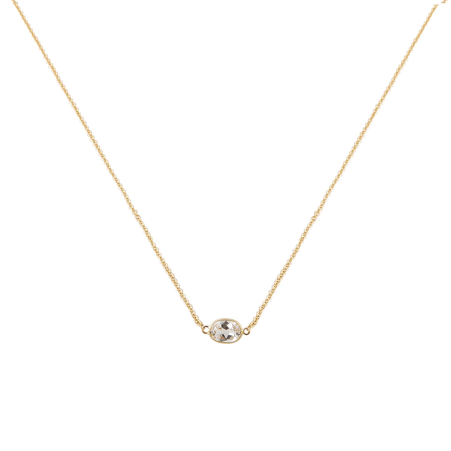 Women’s Gold / White Single Stone Bezel Set White Topaz Necklace In 14 Karat Yellow Gold Amy Gambill Designs