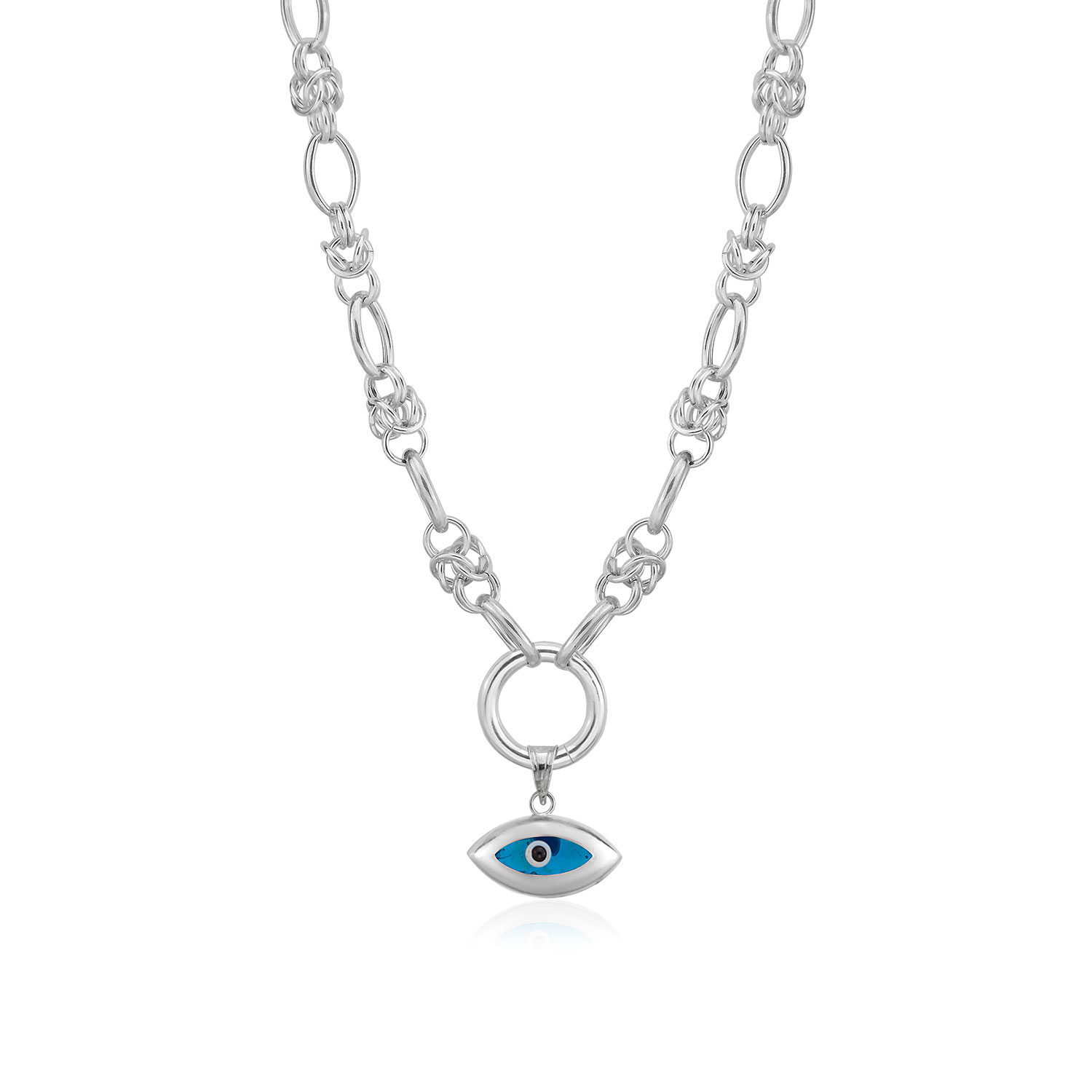 The Pheia Women's Silver Power Loop Chain Necklace With Evil Eye In Silver