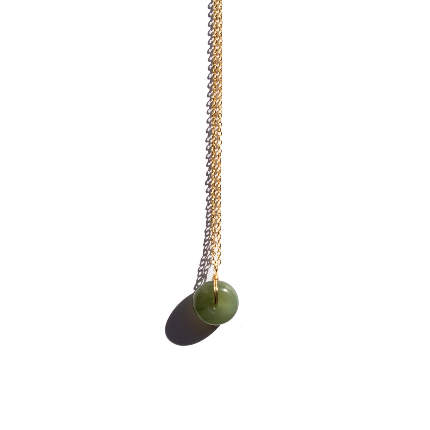 Seree Women's Gold / Green Coin Green Jade Hollow Necklace