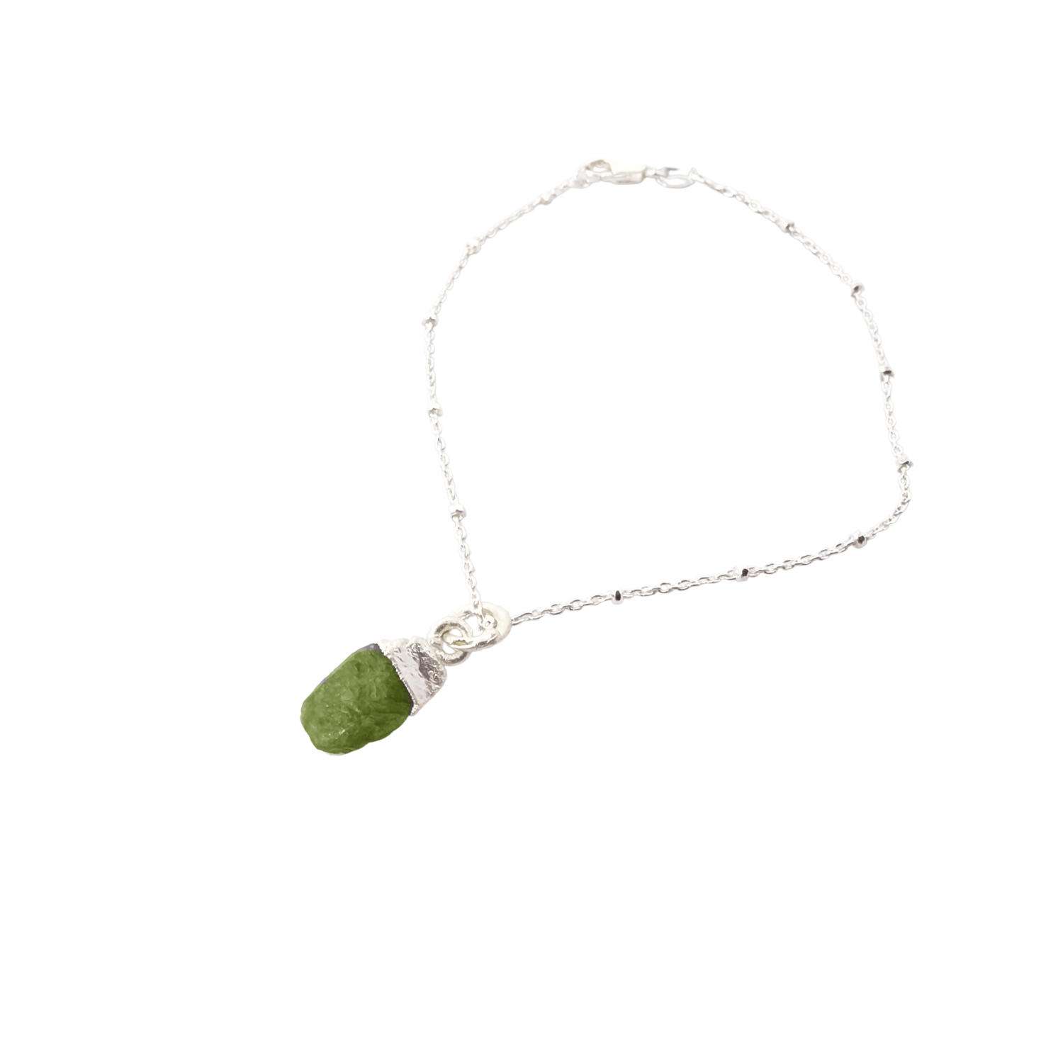 Harfi Women's Green / Silver Sterling Silver Raw Green Peridot August Birthstone Crystal Bracelet In Multi
