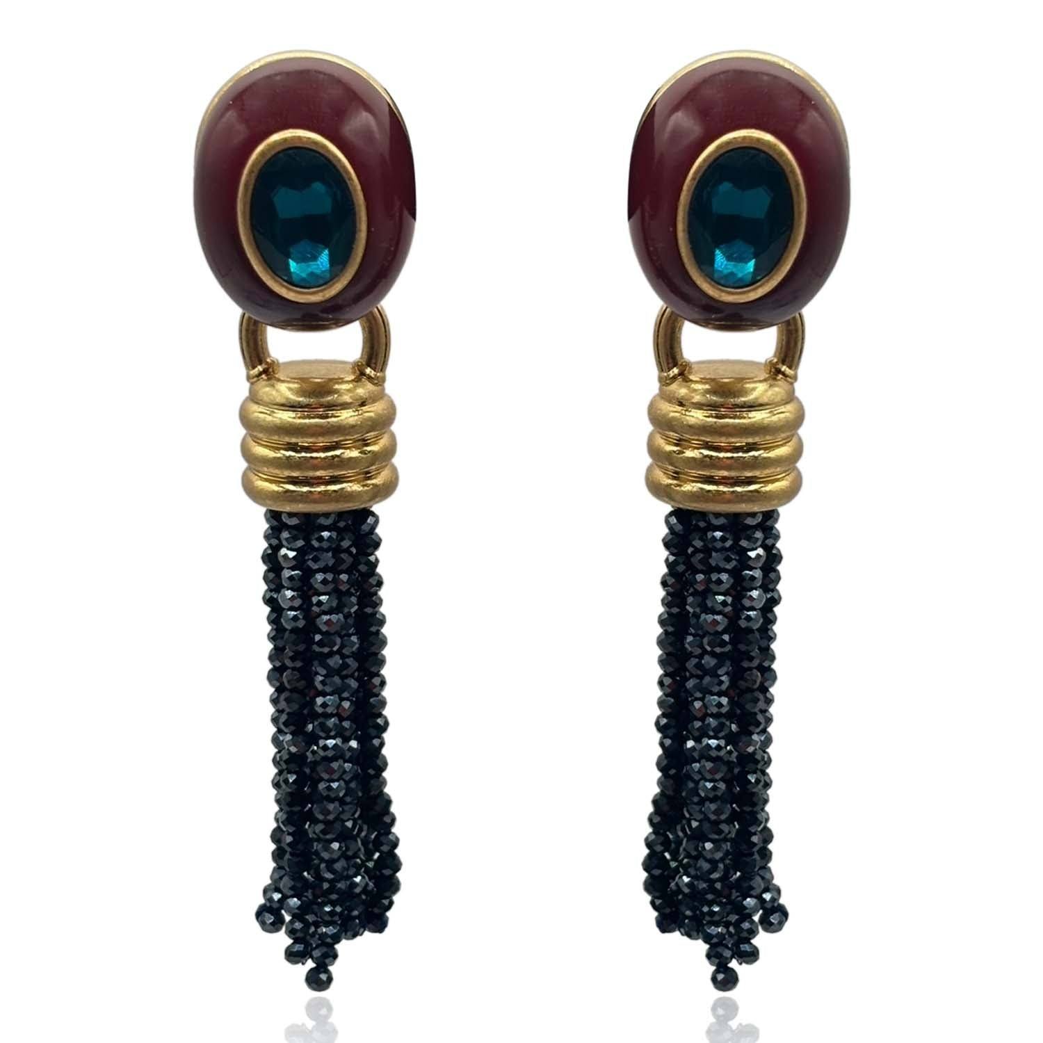 Michael Nash Jewelry Women's Blue / Brown Grace Chocolate Resin Earrings With Sapphire Faceted Glass Removable Drop In Brown