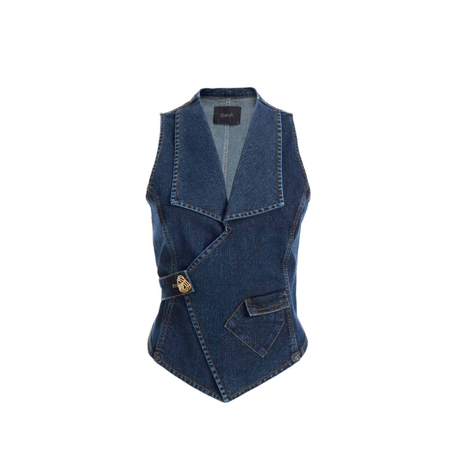 2be4a Blue Women's Double Breasted Denim Vest In Blue