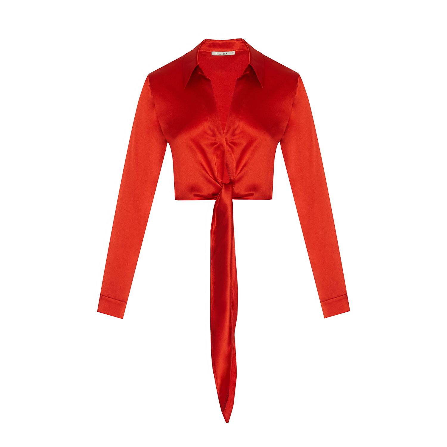 Rue Les Createurs Women's Tie-on Silk Red Blouse In Red