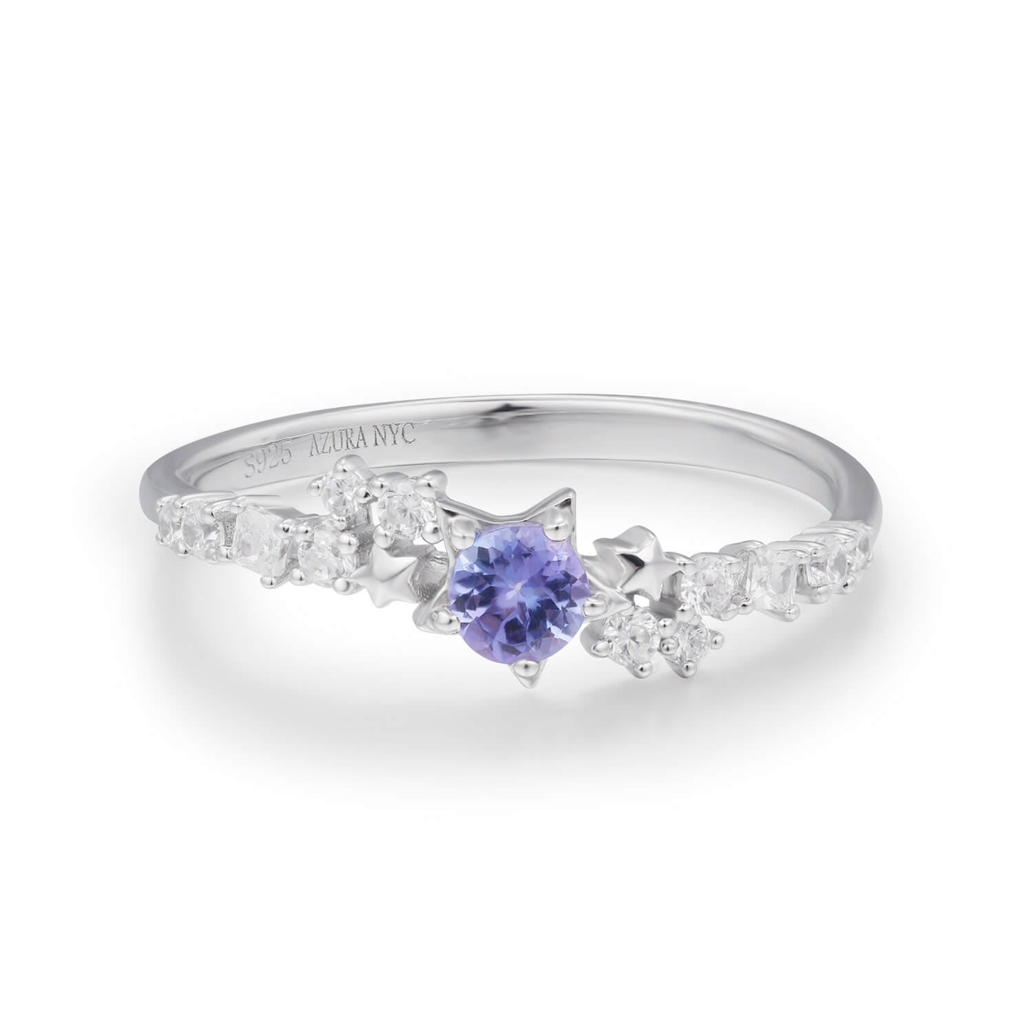 Women’s Silver Stardust Tanzanite Ring White Gold Vermeil Azura Jewelry New York