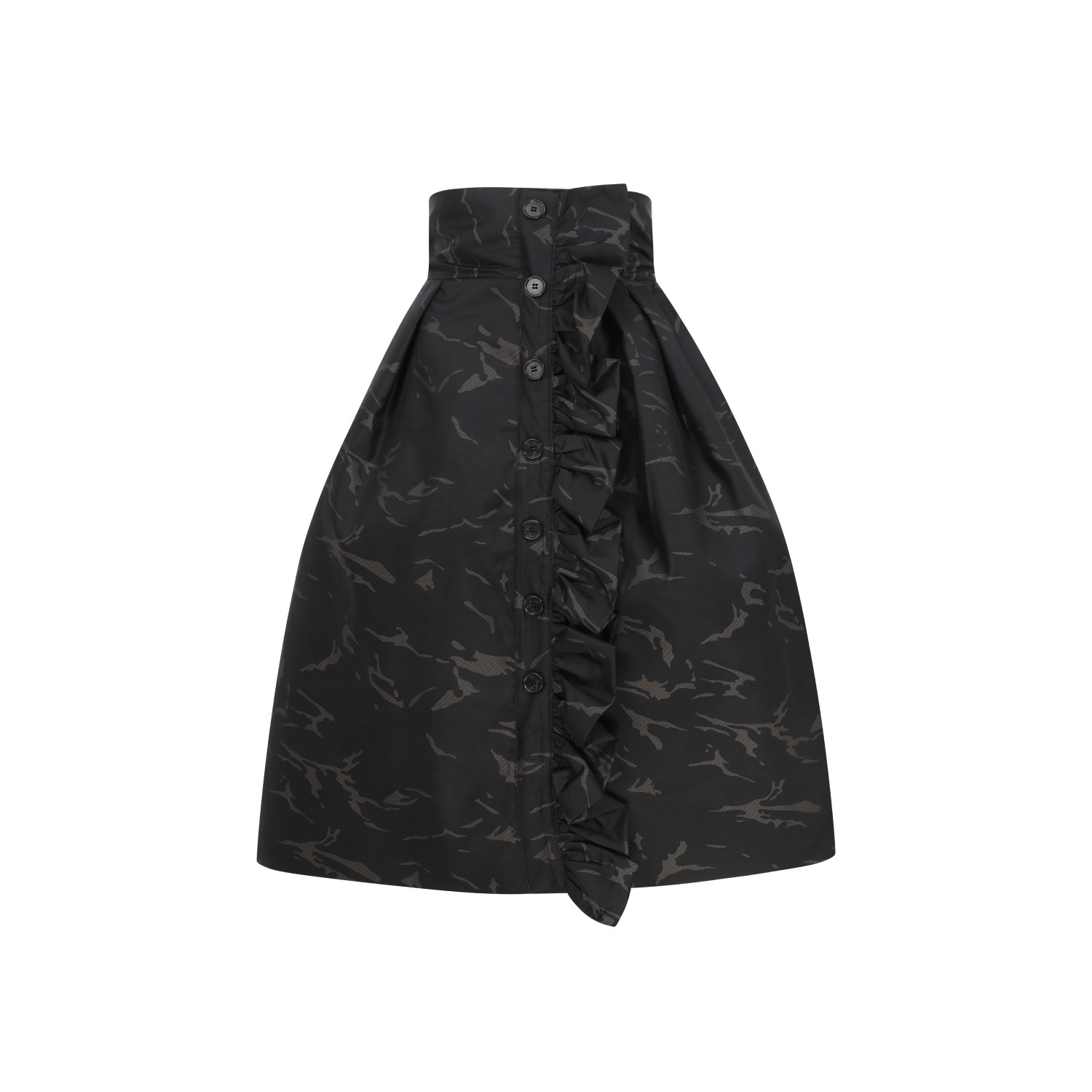 Zan Studio Women's Black / Green Puffy Camouflage Skirt With Hard Tulle Interior And Flared Detail In Black/green