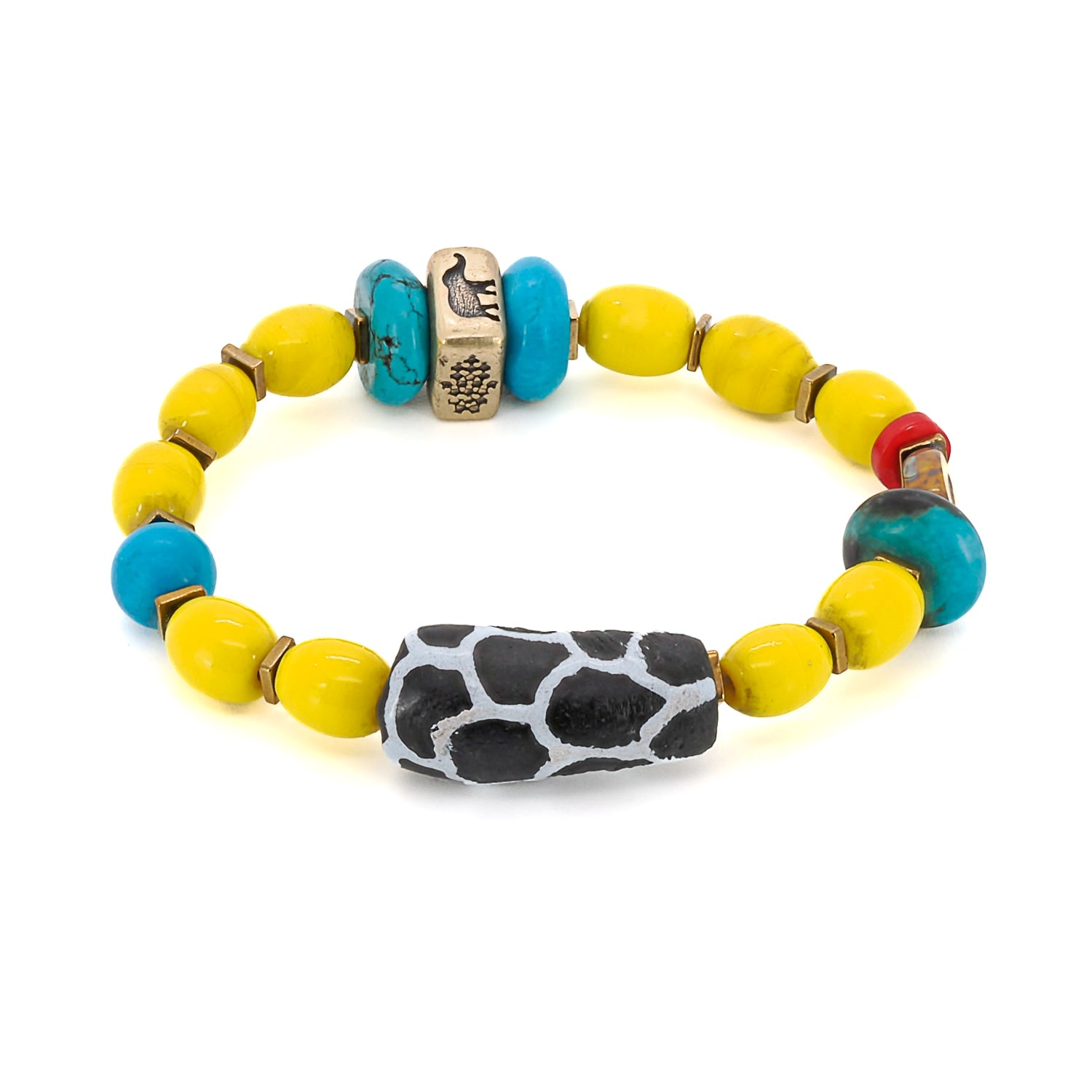 Women’s Yellow / Orange / Blue Happiness Symbol African Yellow Beaded Bracelet - Yellow Ebru Jewelry