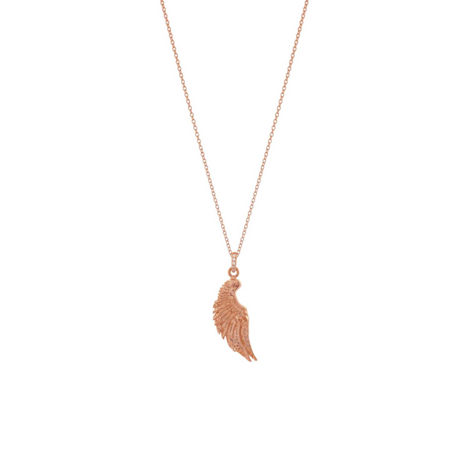 Seven Saints Women's Angel Wing Necklace, Rose Gold Over Sterling Silver In Gold