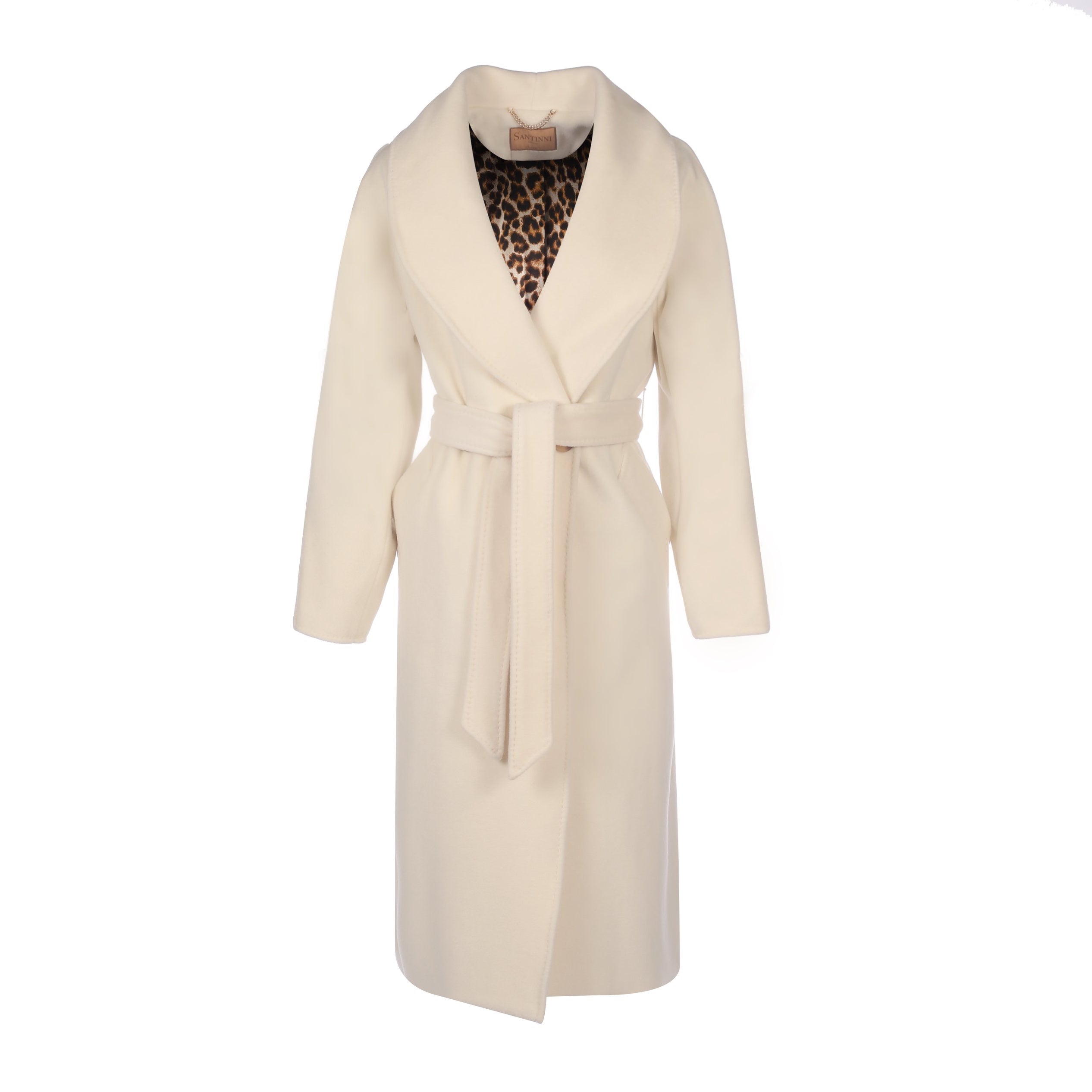 Santinni Women's White 'hepburn' 100% Italian Virgin Wool & Cashmere Coat In Bianco In White