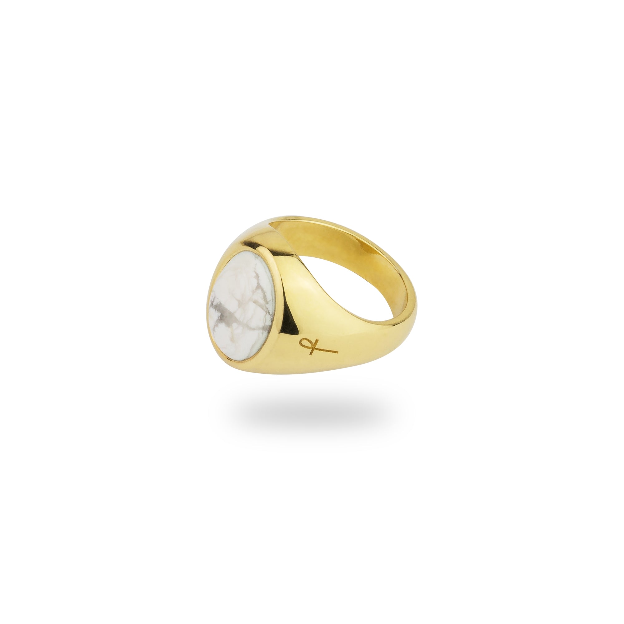 Women’s Gold Jamestown White Howlite Oval Stone Ring Phira London