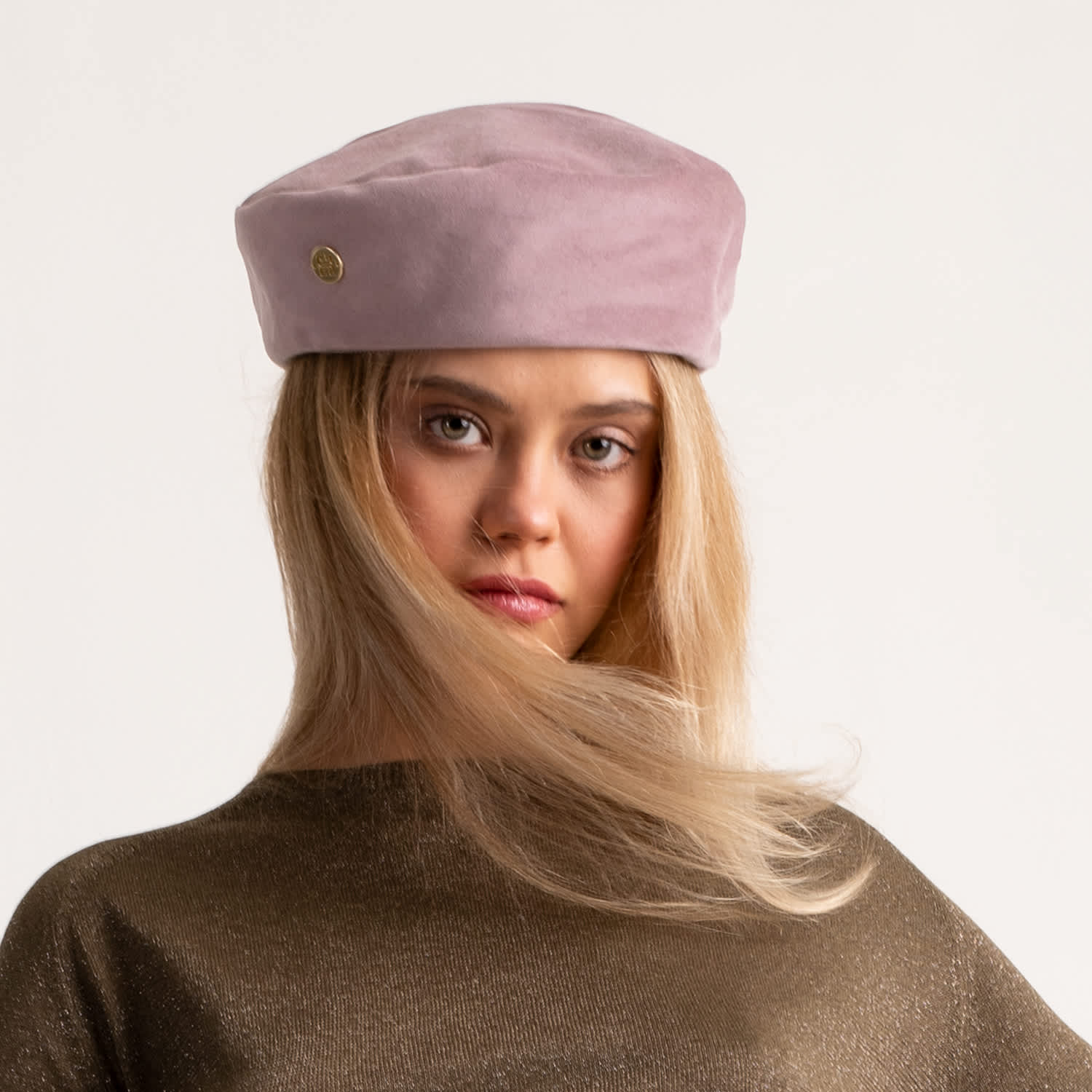 Audrey - Light Pink Velvet Beret Hat | SIBI Hats | Wolf & Badger