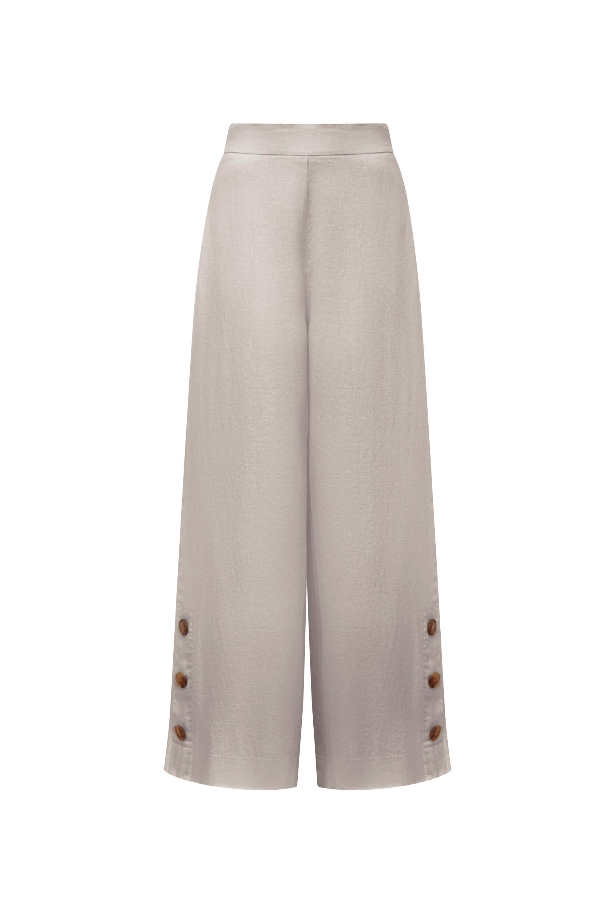 James Lakeland Women's Neutrals Taupe Linen Button Trousers