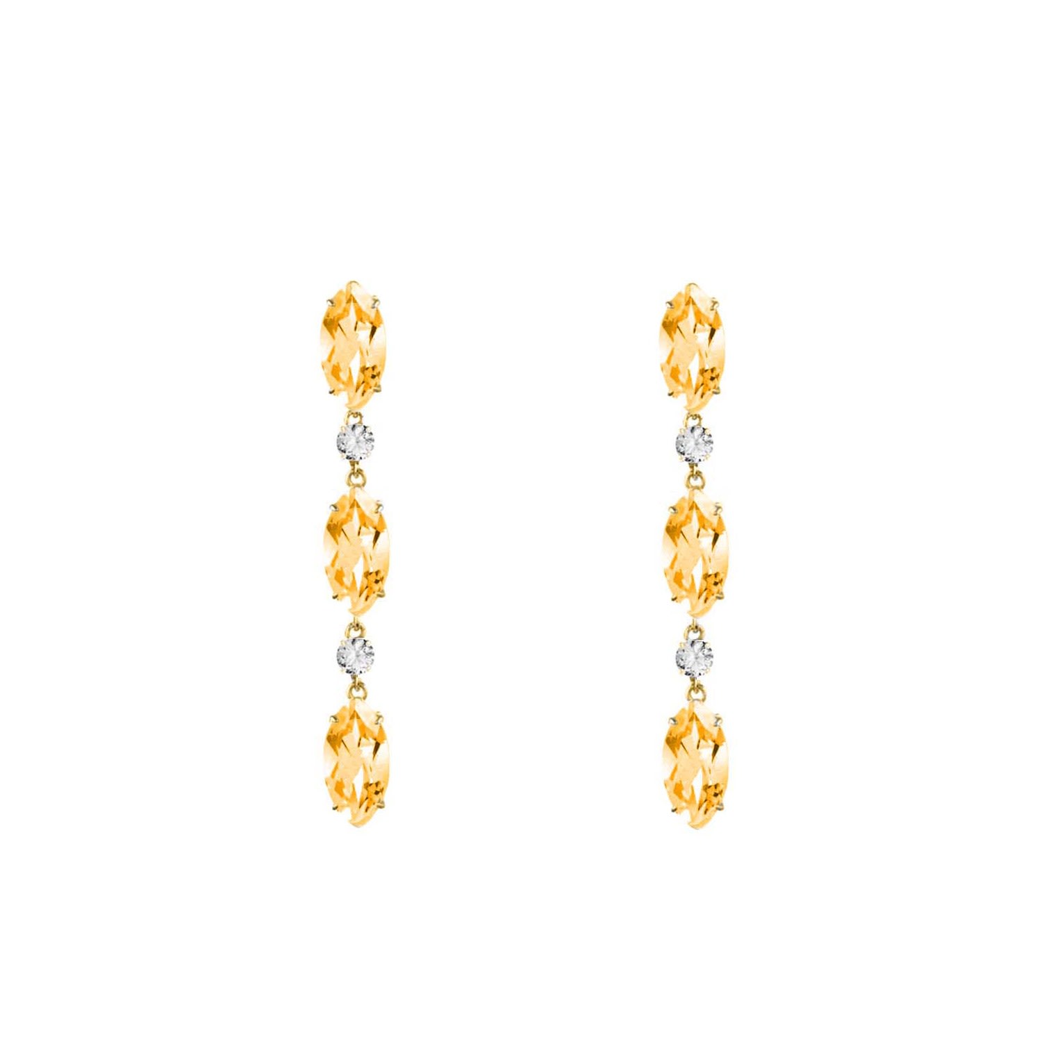 Women’s Gold / White / Yellow Citrine & White Topaz Earrings Augustine Jewels