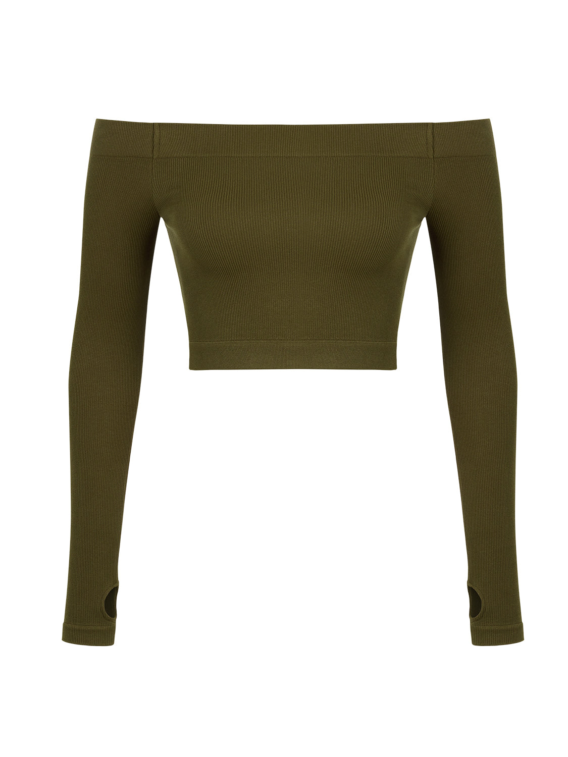 Women’s Neutrals / Green Metallic Jersey Crop Top Khaki Xs/S Nocturne