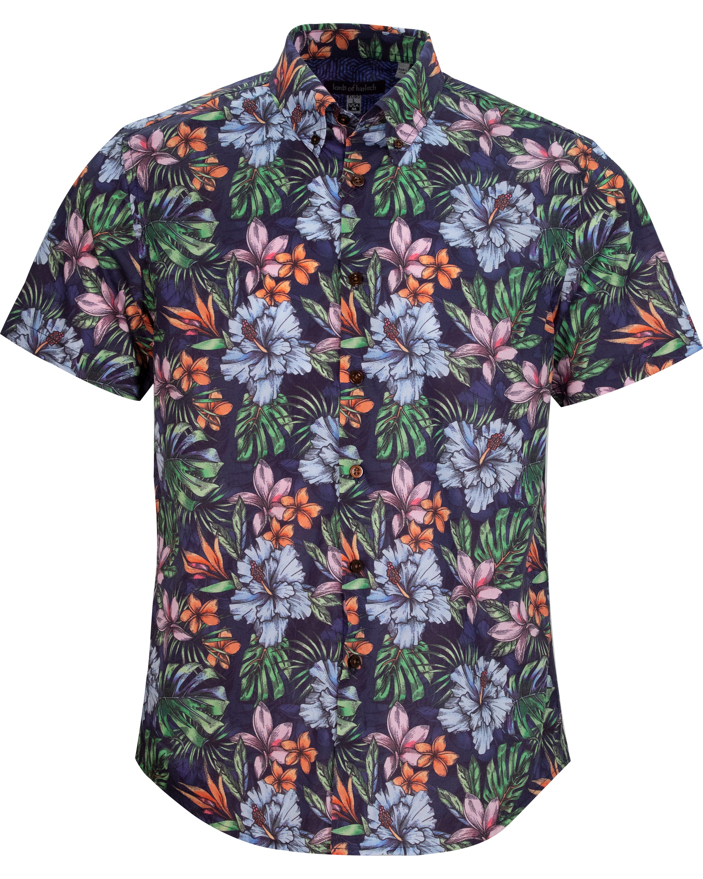 Men’s Pink / Purple / Blue Tim Colorful Floral Navy Large Lords of Harlech