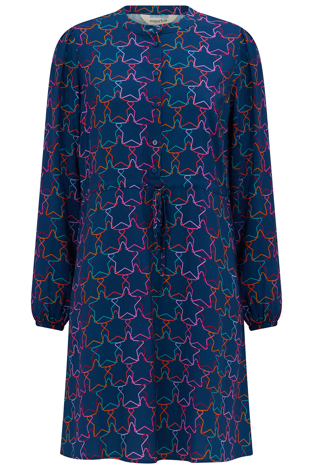 Sugarhill Brighton Women's Blue / Green Flora Short Shirt Dress Teal Stars In Blue/green