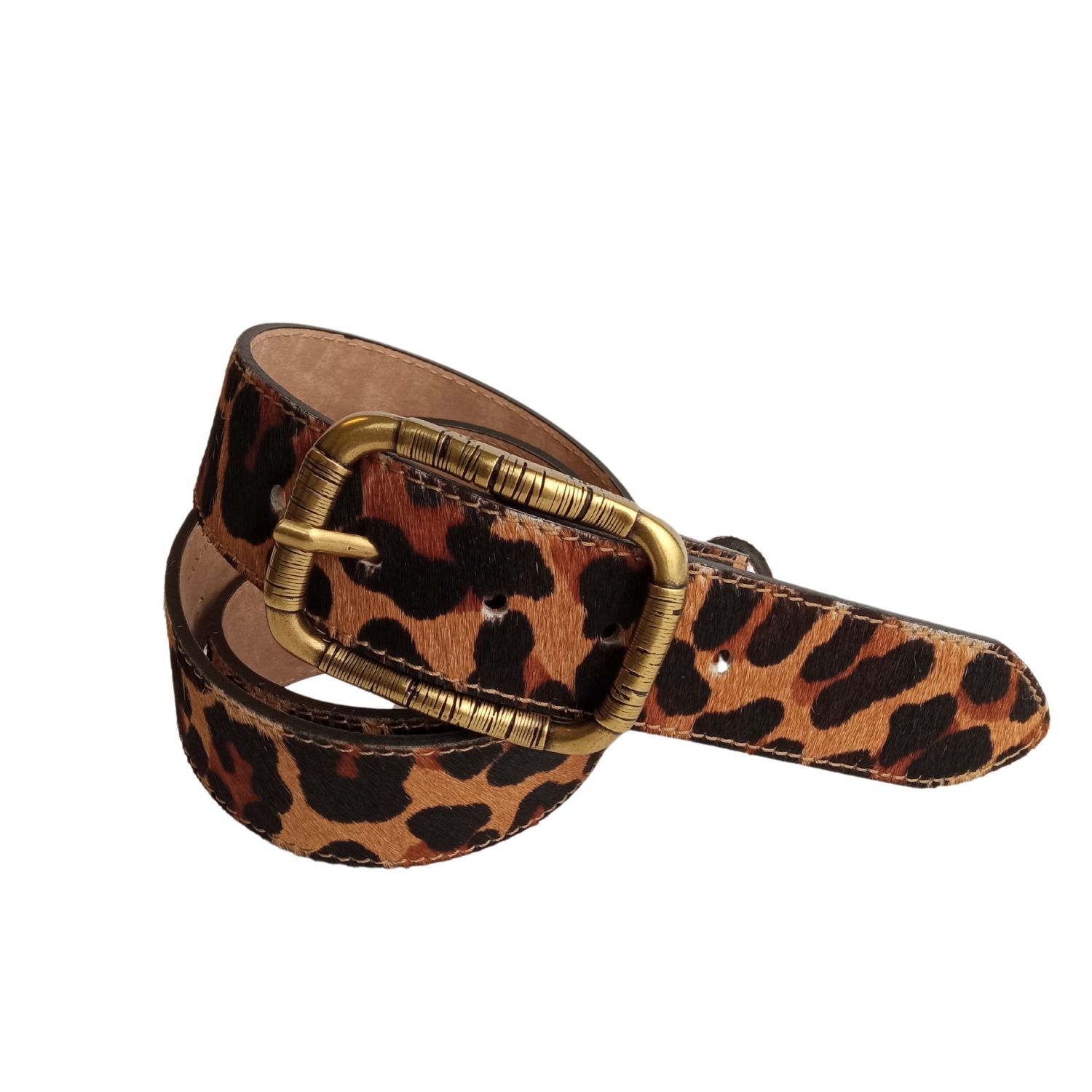 Animal Print Belt - Leopard Print Cowhide Belt For Women 34" Juan-Jo