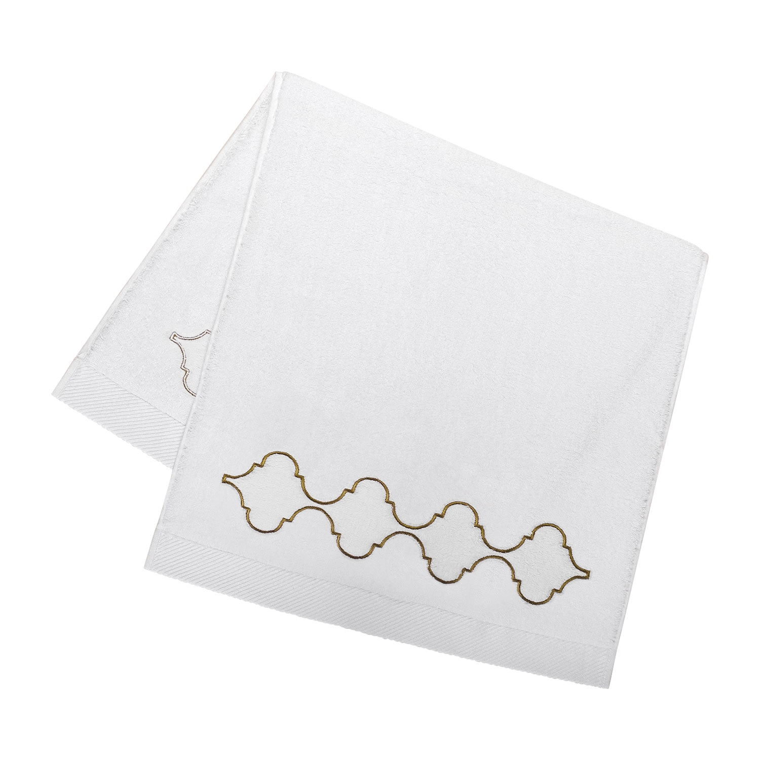 Km Home Collection White Catena Embroidery Face Towel In White