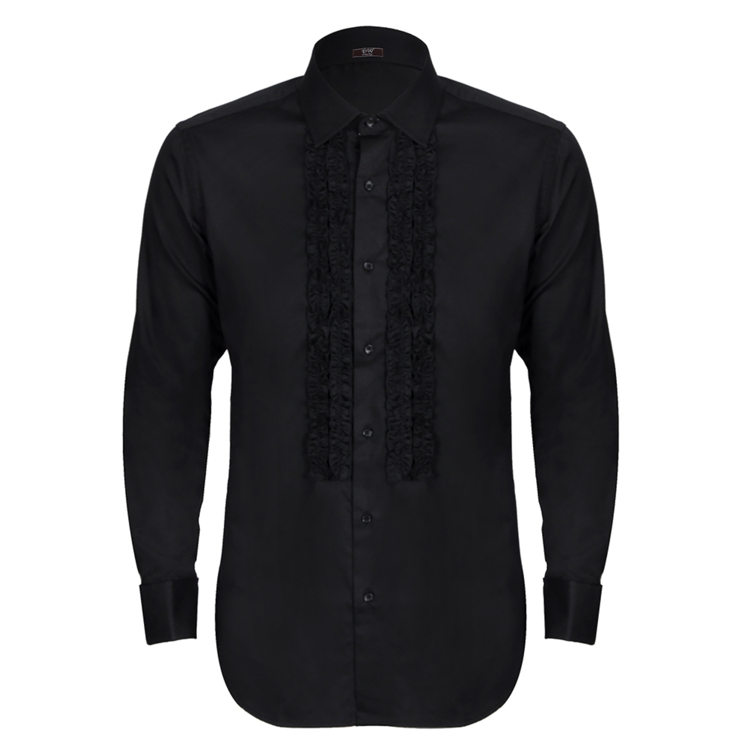 Ashton Collar Ruffle Dress Shirt - Black | DAVID WEJ | Wolf & Badger