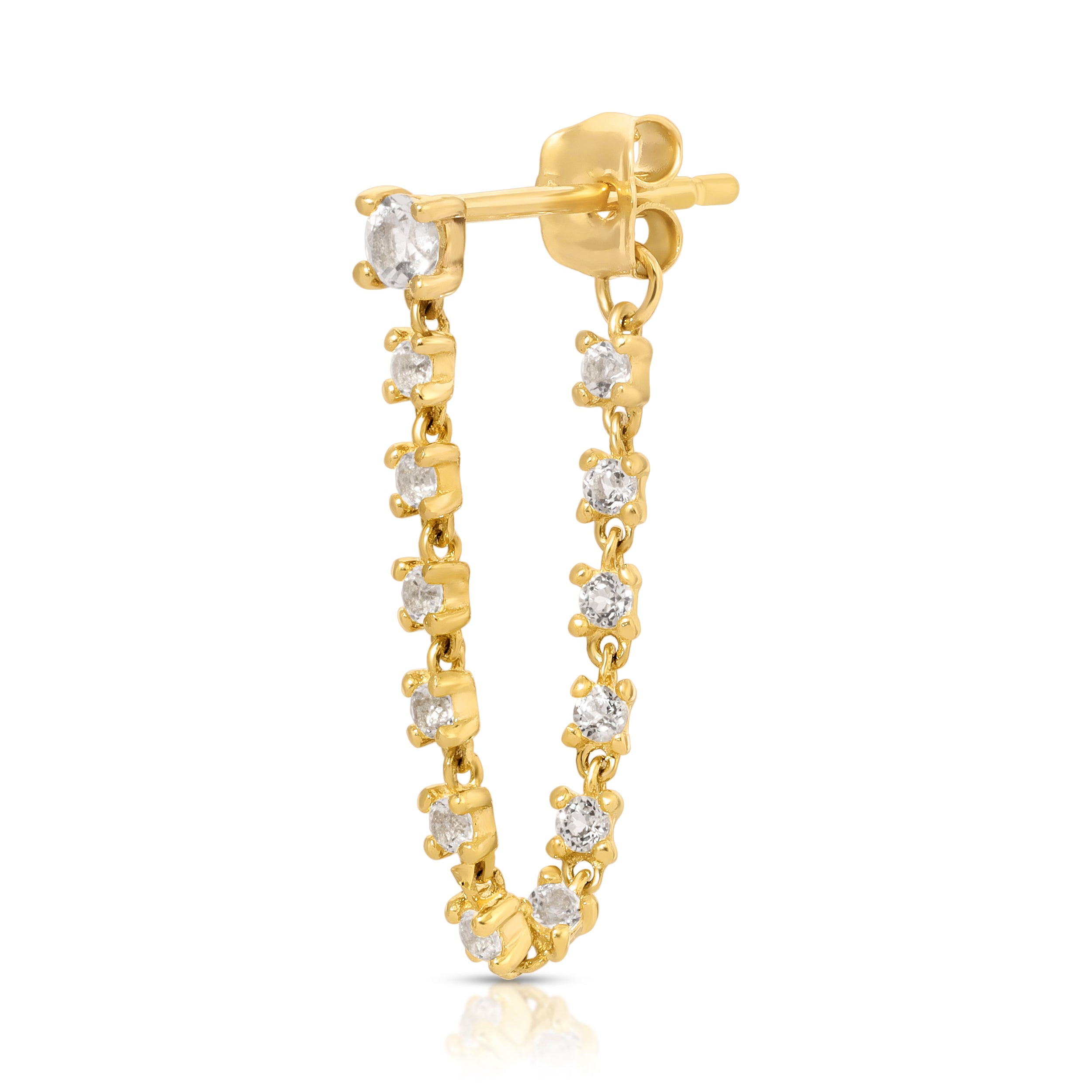 Maya Brenner Women's Gold White Topaz Chain Earring