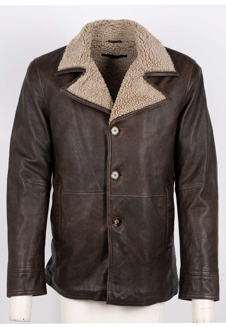 Mauritius Men's Brown Brew Cf Leather Jacket, Chestnut In Brown