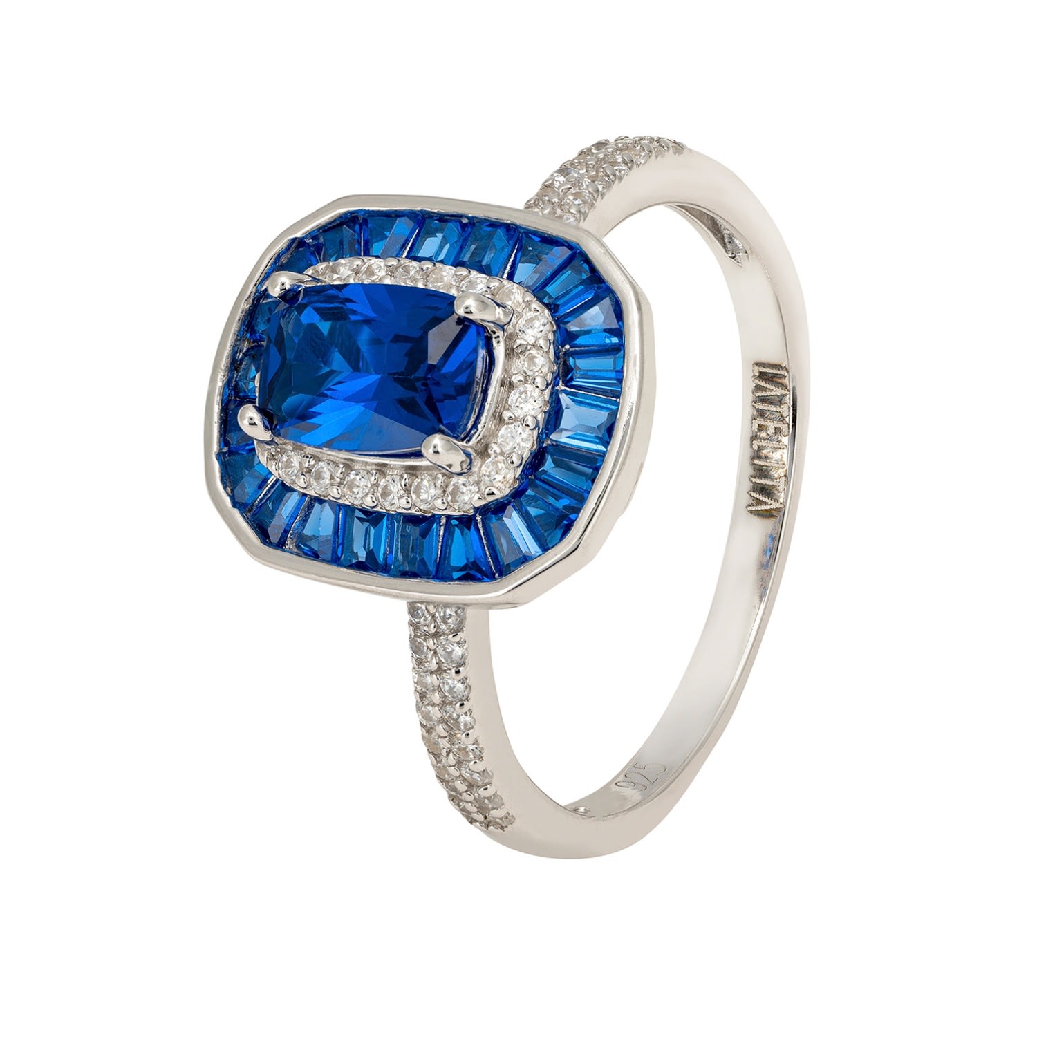 Women’s White / Blue / Silver Great Gatsby Cocktail Ring Sapphire Silver Latelita