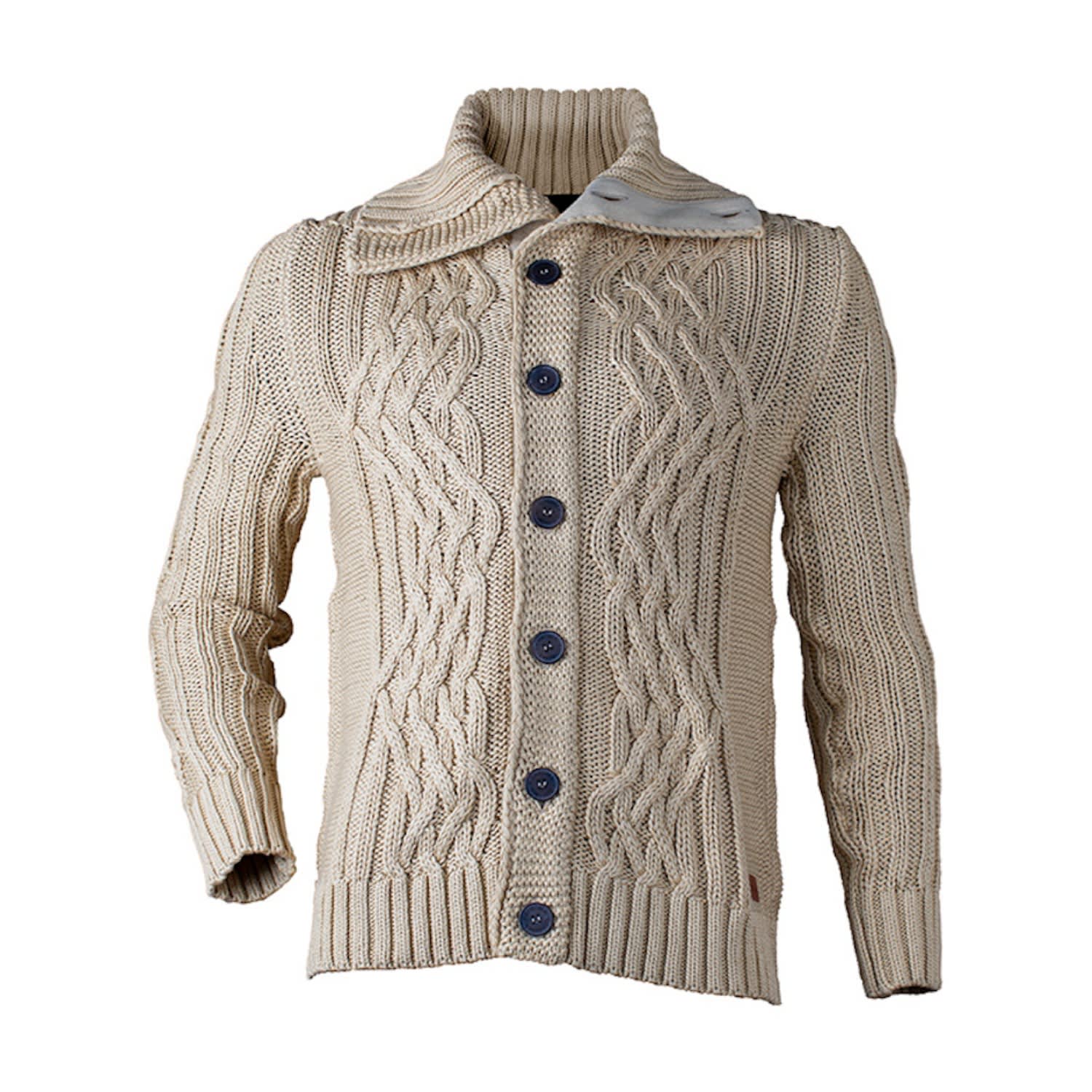 Y.chroma Men's Neutrals Power Cable Sweater Soybean
