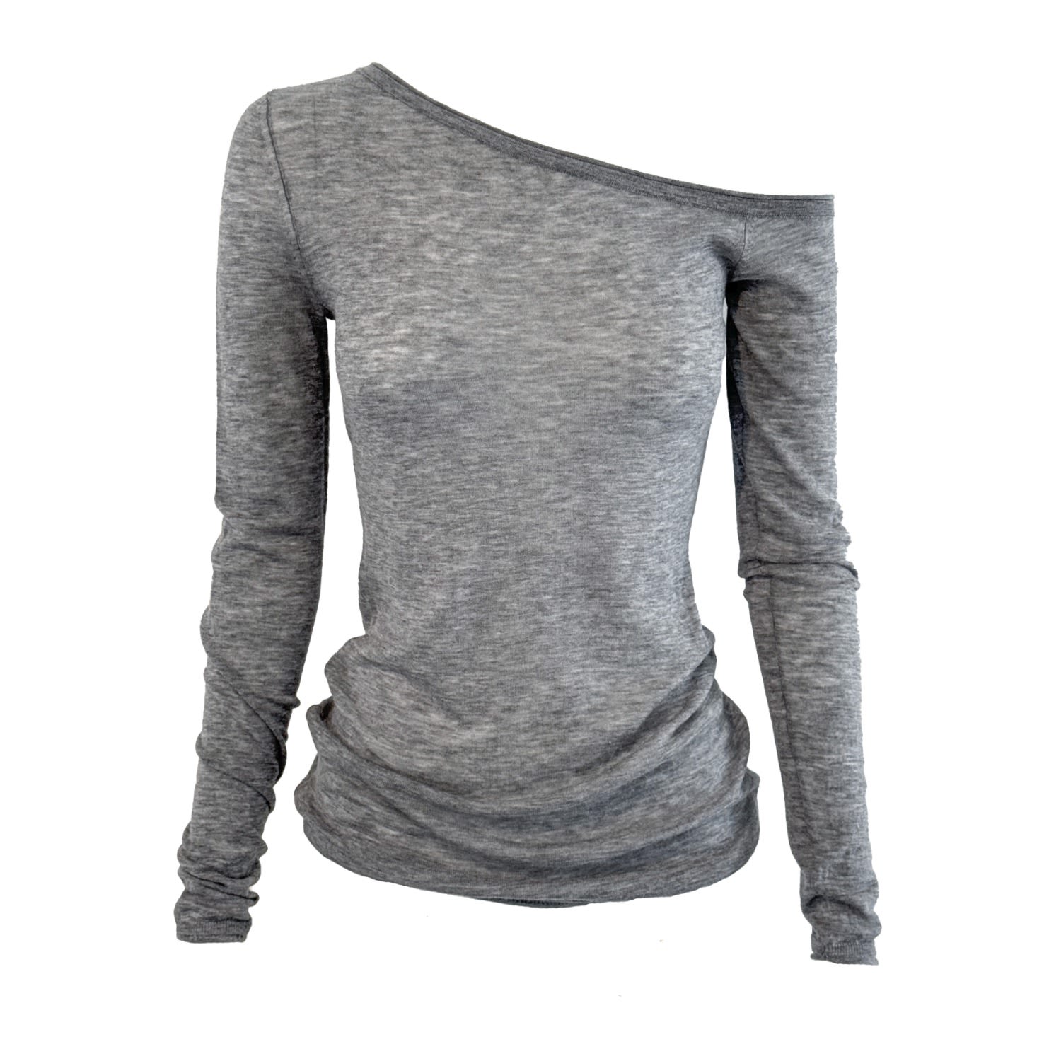 Vænn Women's Grey Remsen One Shoulder Sheer Knit Cloud Melange In Grey