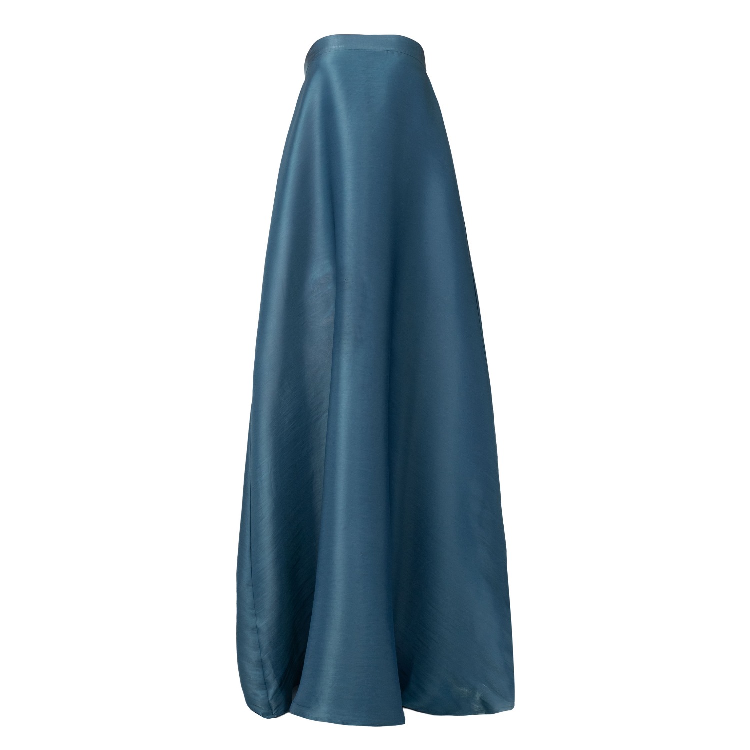 Women's Blue Teal Strapless Trapeze Maxi Dress In Silky Satin - Wedding Guest Style | Xxs | Kargede