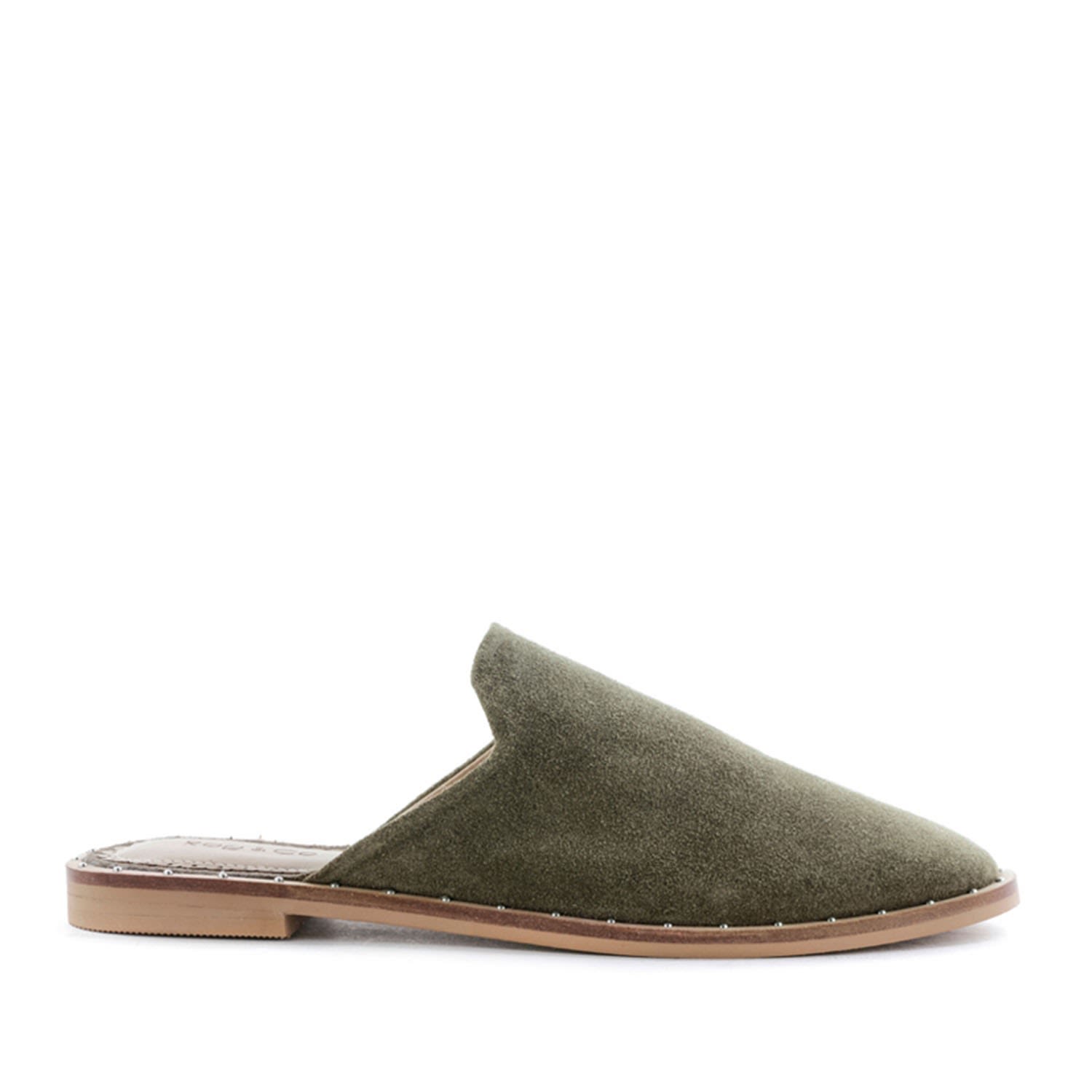 Women’s Lia Suede Khaki Green Mules 3 Uk Rag & Co.