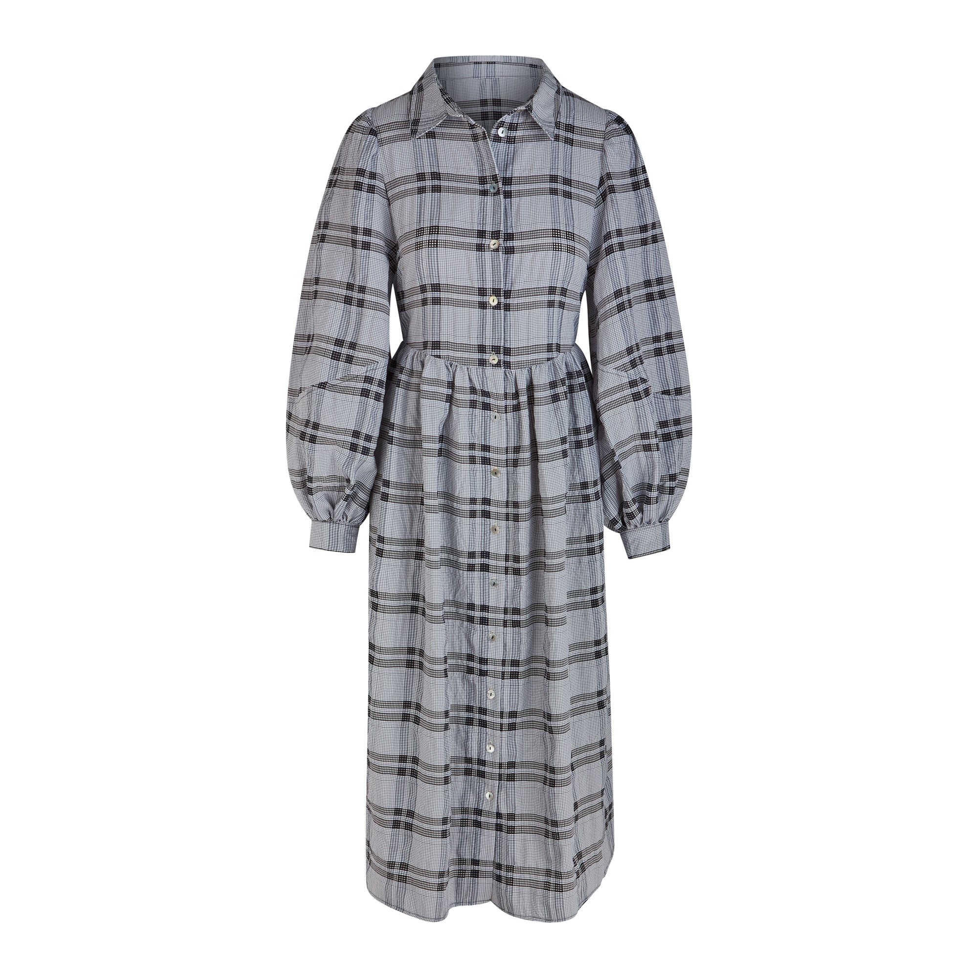 Women’s Grey Shirt Dress Black & White Check Nora Large Loom London