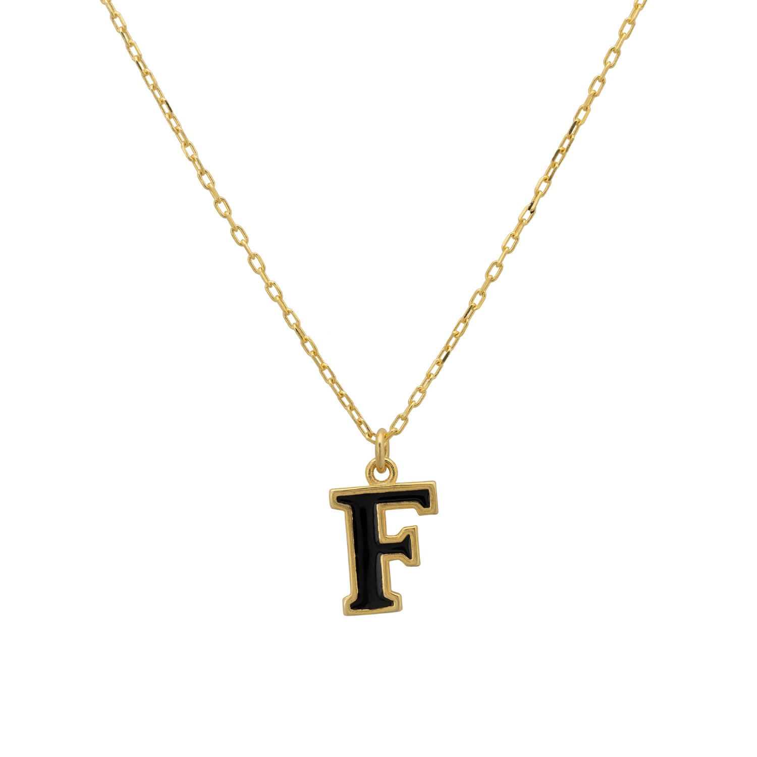 Women’s Gold / Black Initial Enamel Necklace Gold F Latelita