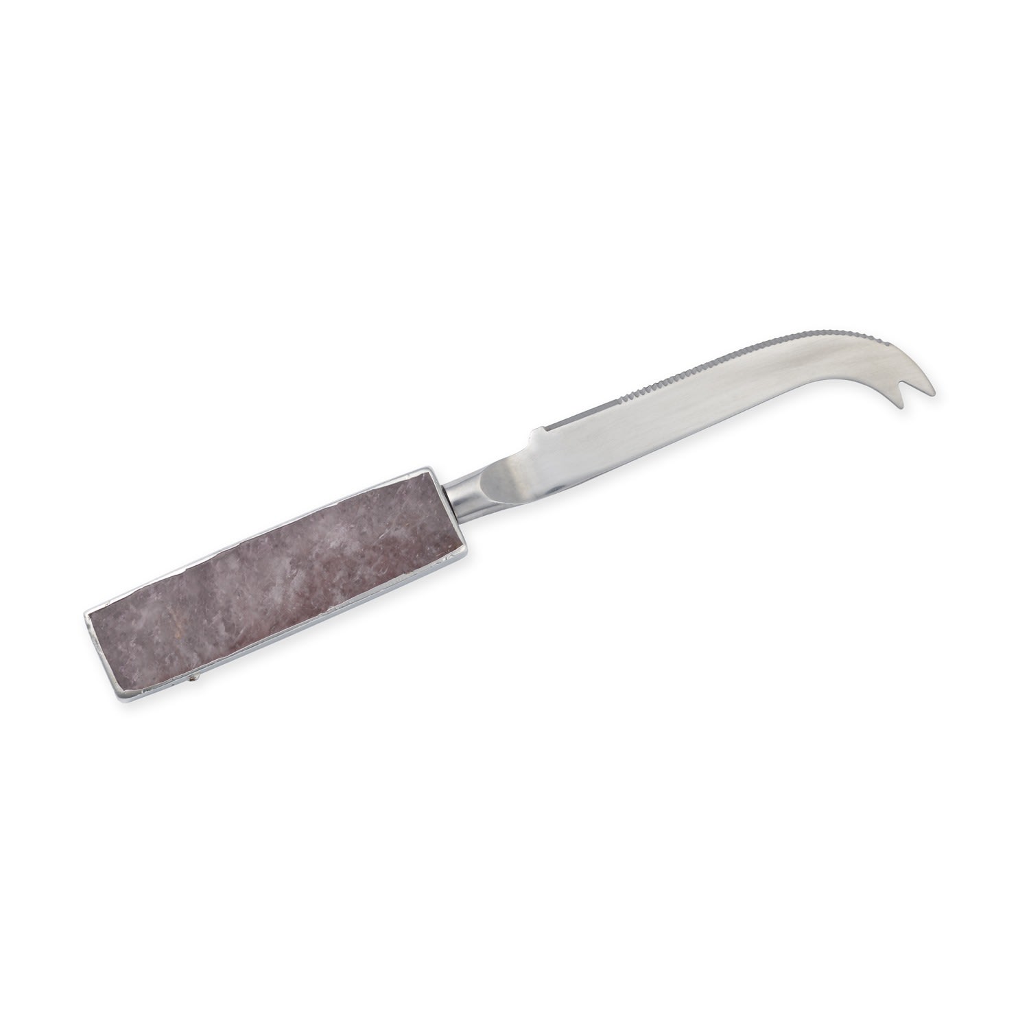 Greatfool Silver Strawberry Quartz Soft Cheese Knife In Silver