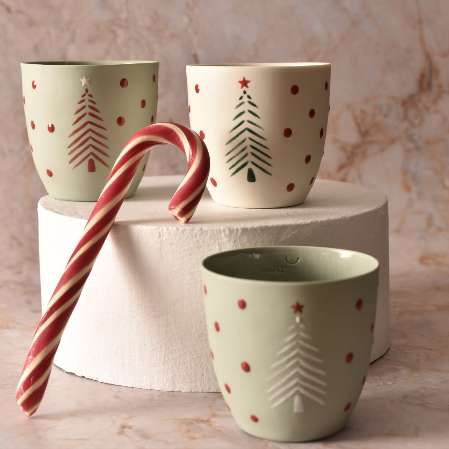 Handcrafted Christmas Tree Ceramic Coffee Mug - Unique Holiday