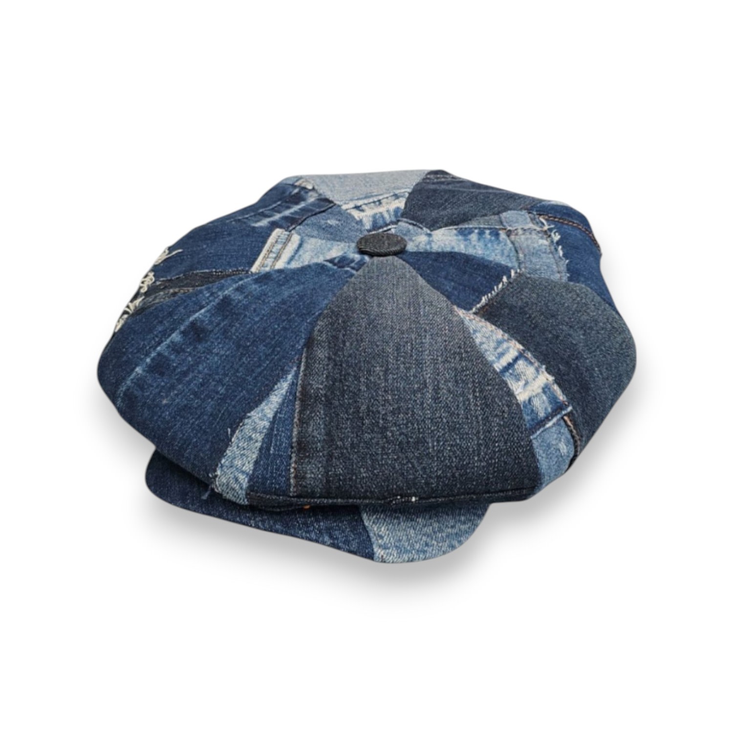 Mister Miller - Master Hatter Women's Blue Leigh Francis X Mister Miller Oversized Bakerboy Cap In Patchwork Denim