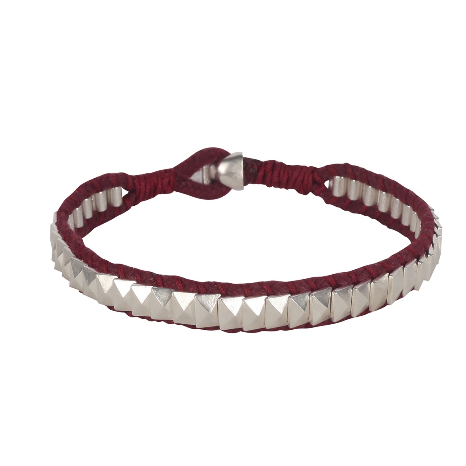 Men’s Silver Burgundy Rocky Road Bracelet Dime Tribe