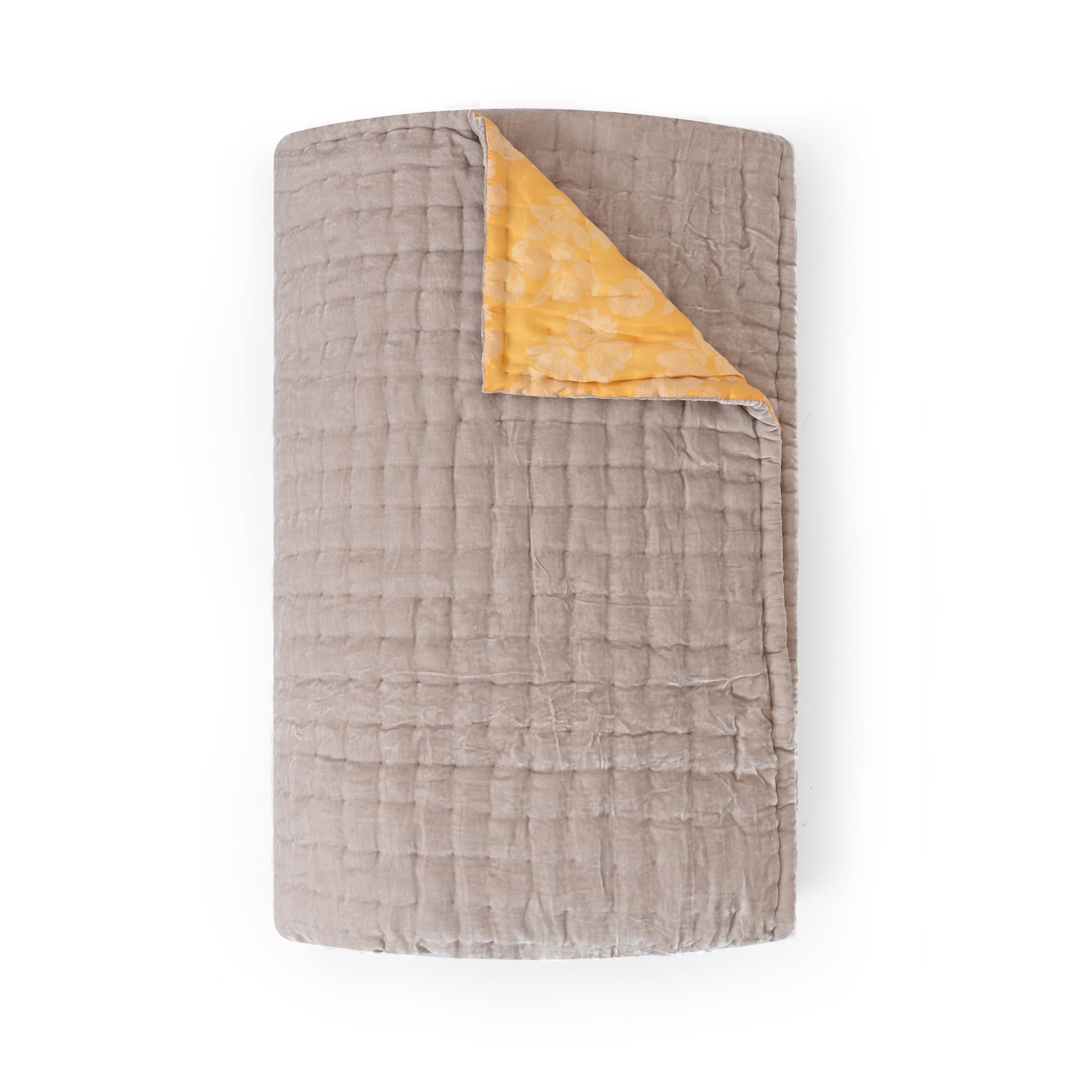 Velvet Hand Quilt Throw - Cool Grey X Macaroon The Annam House