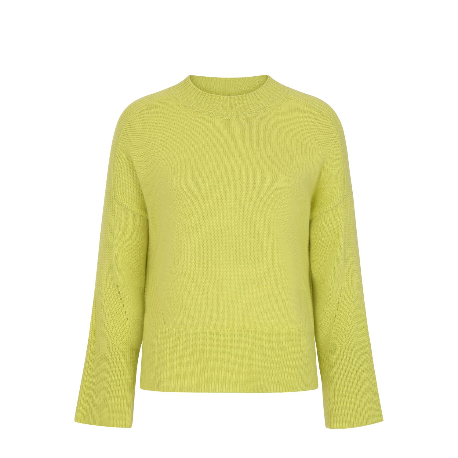Loop Cashmere Women's Ribbed Detail Lofty Crew Sweatshirt In Lime Green In Green