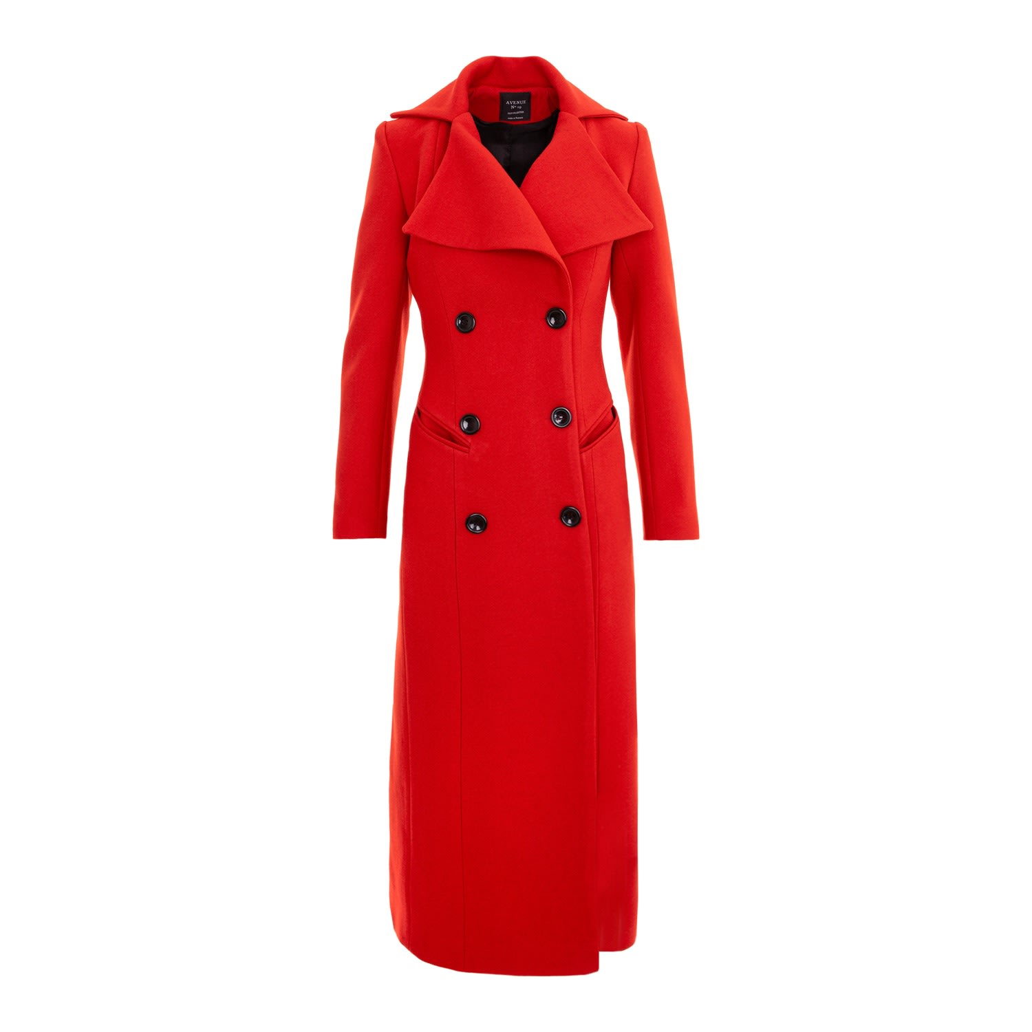 Women’s Long Wool Double Breasted Coat - Red Extra Large Avenue no.29